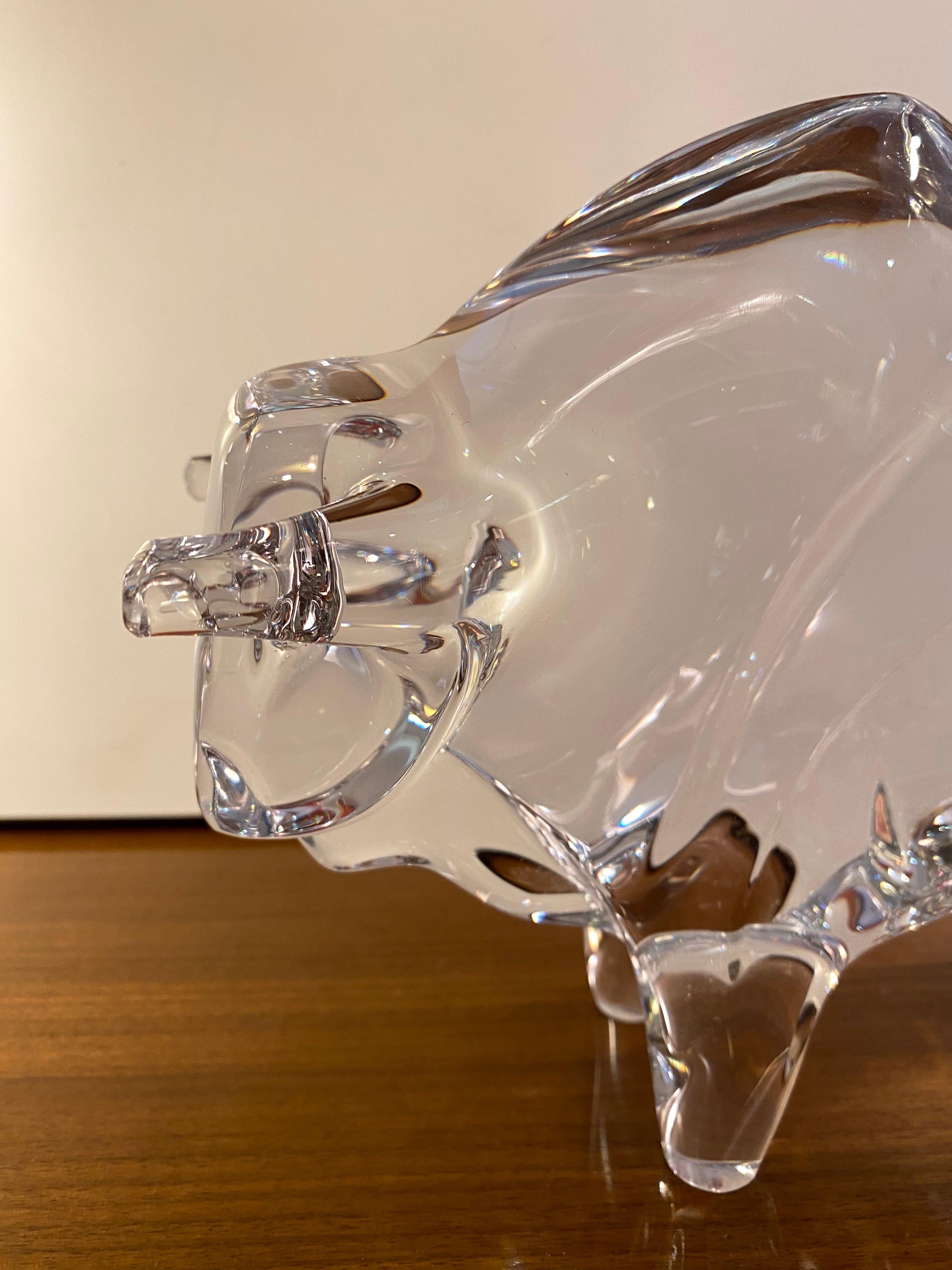 North American Steuben Style Glass Buffalo