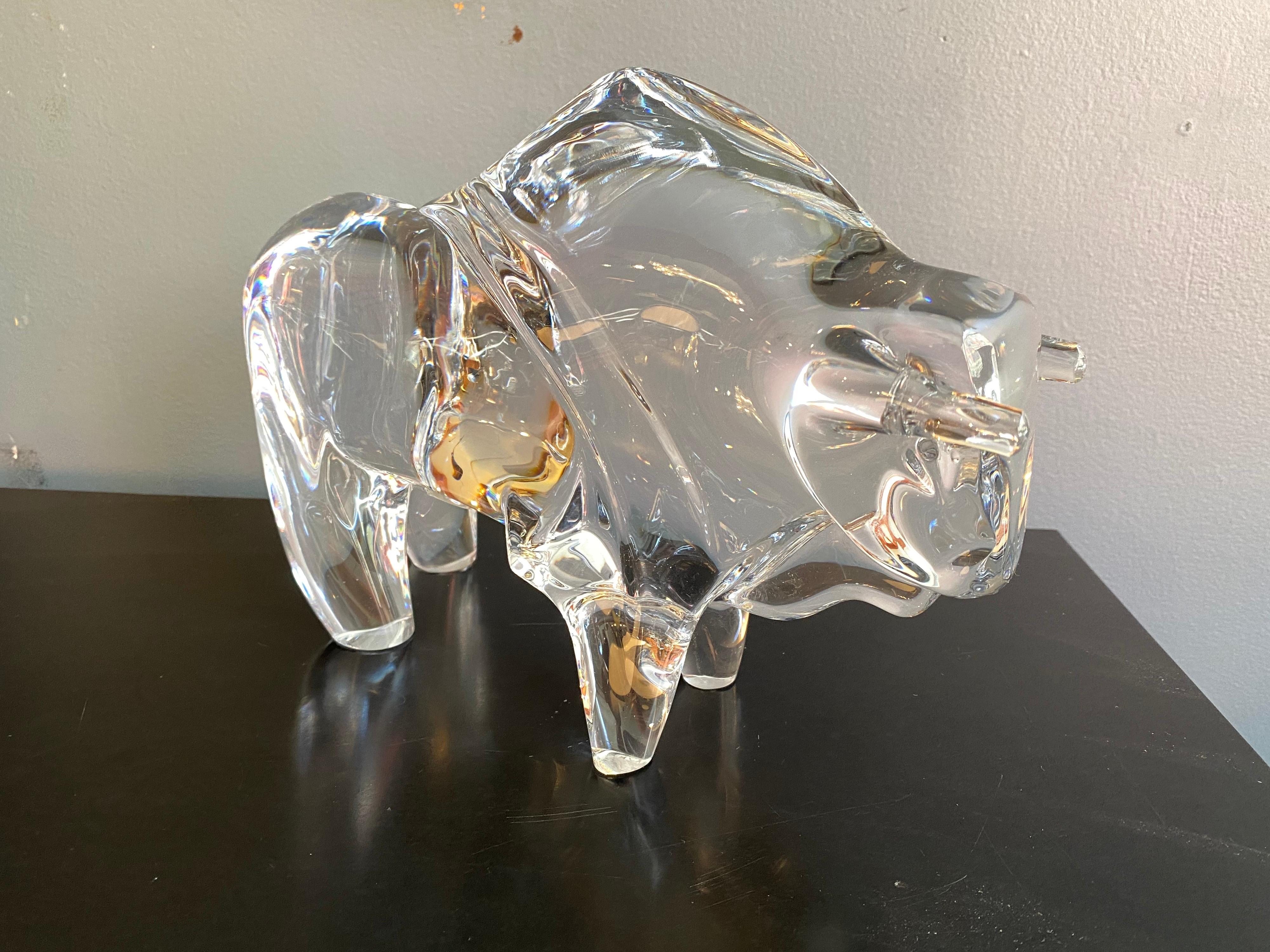 Mid-20th Century Steuben Style Glass Buffalo