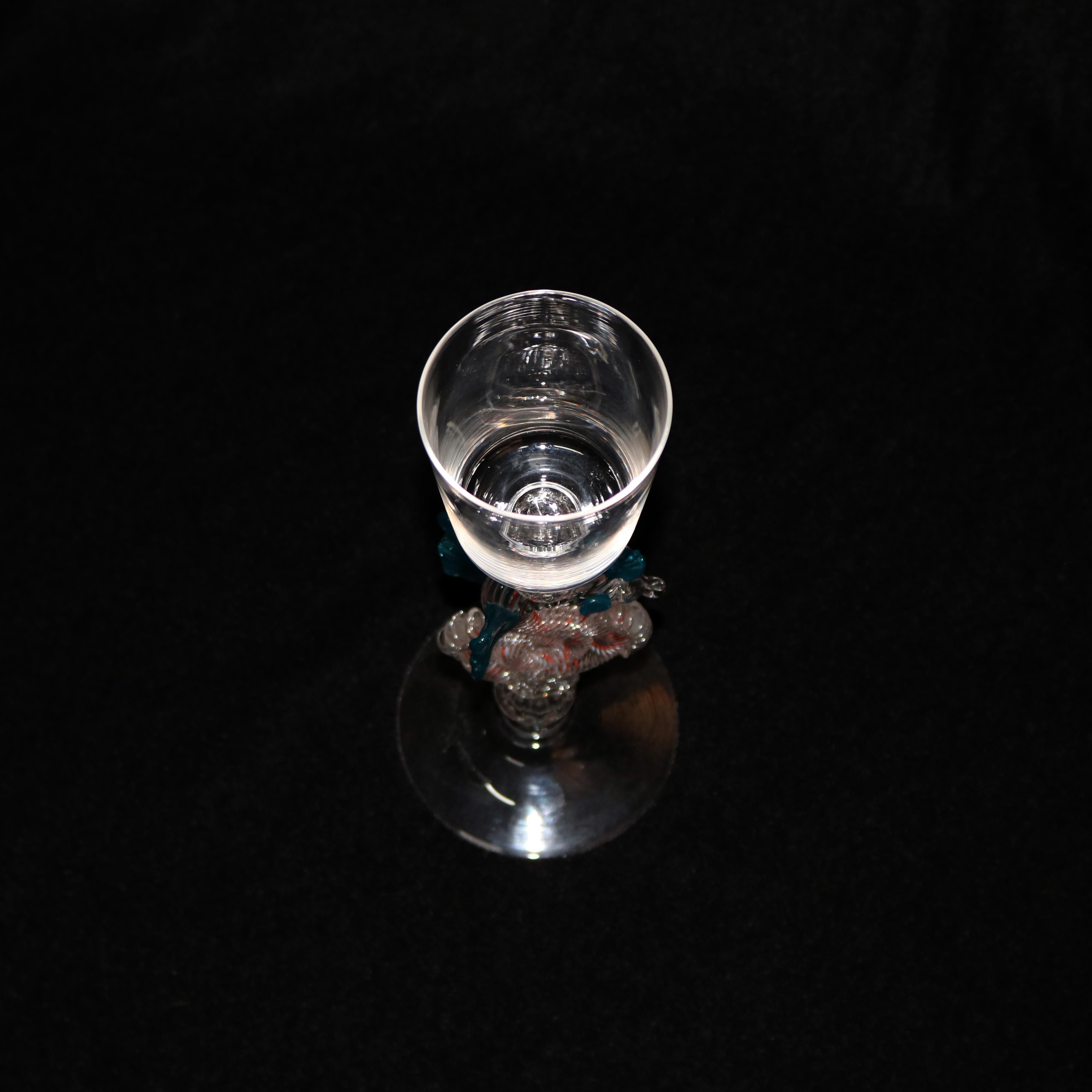 Art Glass Steuben Venetian Style Dragon Glass Goblet by William Gudenrath, circa 2000