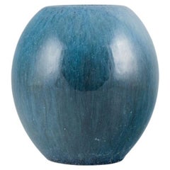 Steuler, Germany. Large ceramic vase with glaze in blue shades.