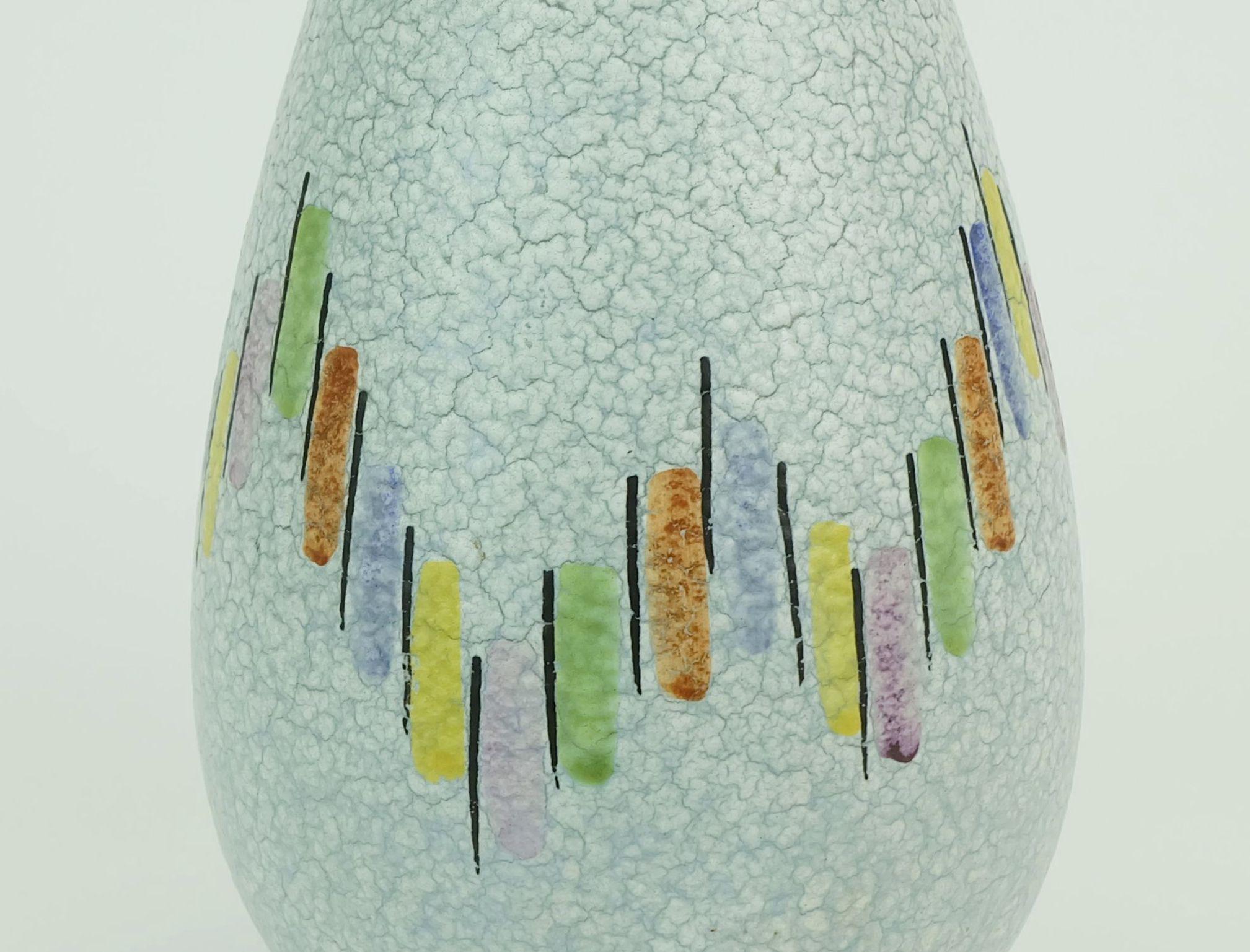 Steuler Mitte des Jahrhunderts moderne Keramik VASE 1950er Jahre Tropf Glasur buntes Muster (Moderne der Mitte des Jahrhunderts) im Angebot
