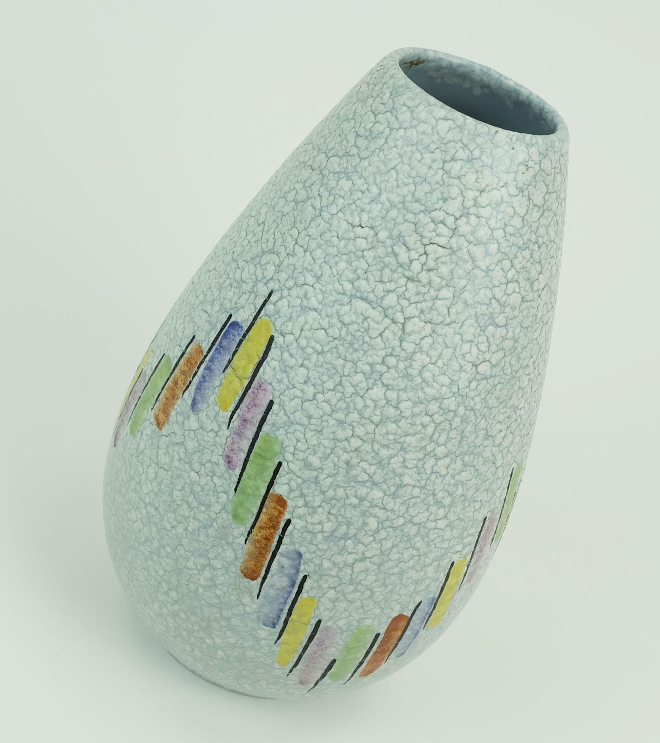Steuler Mitte des Jahrhunderts moderne Keramik VASE 1950er Jahre Tropf Glasur buntes Muster im Zustand „Gut“ im Angebot in Mannheim, DE