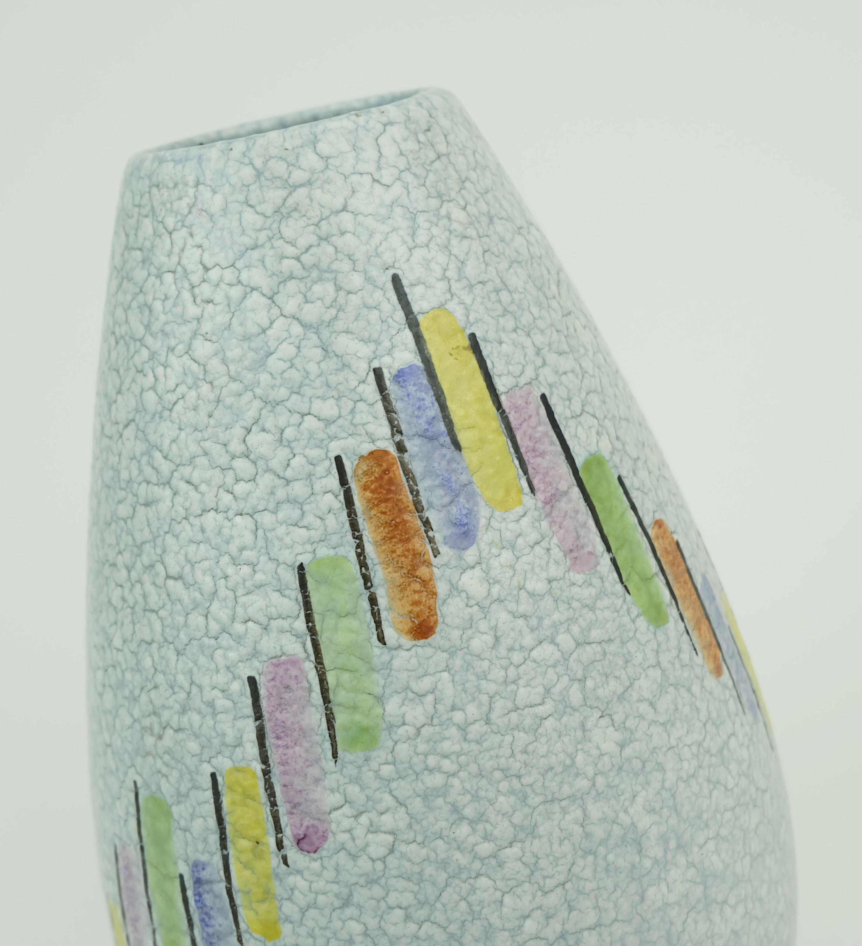 Steuler Mitte des Jahrhunderts moderne Keramik VASE 1950er Jahre Tropf Glasur buntes Muster im Angebot 1
