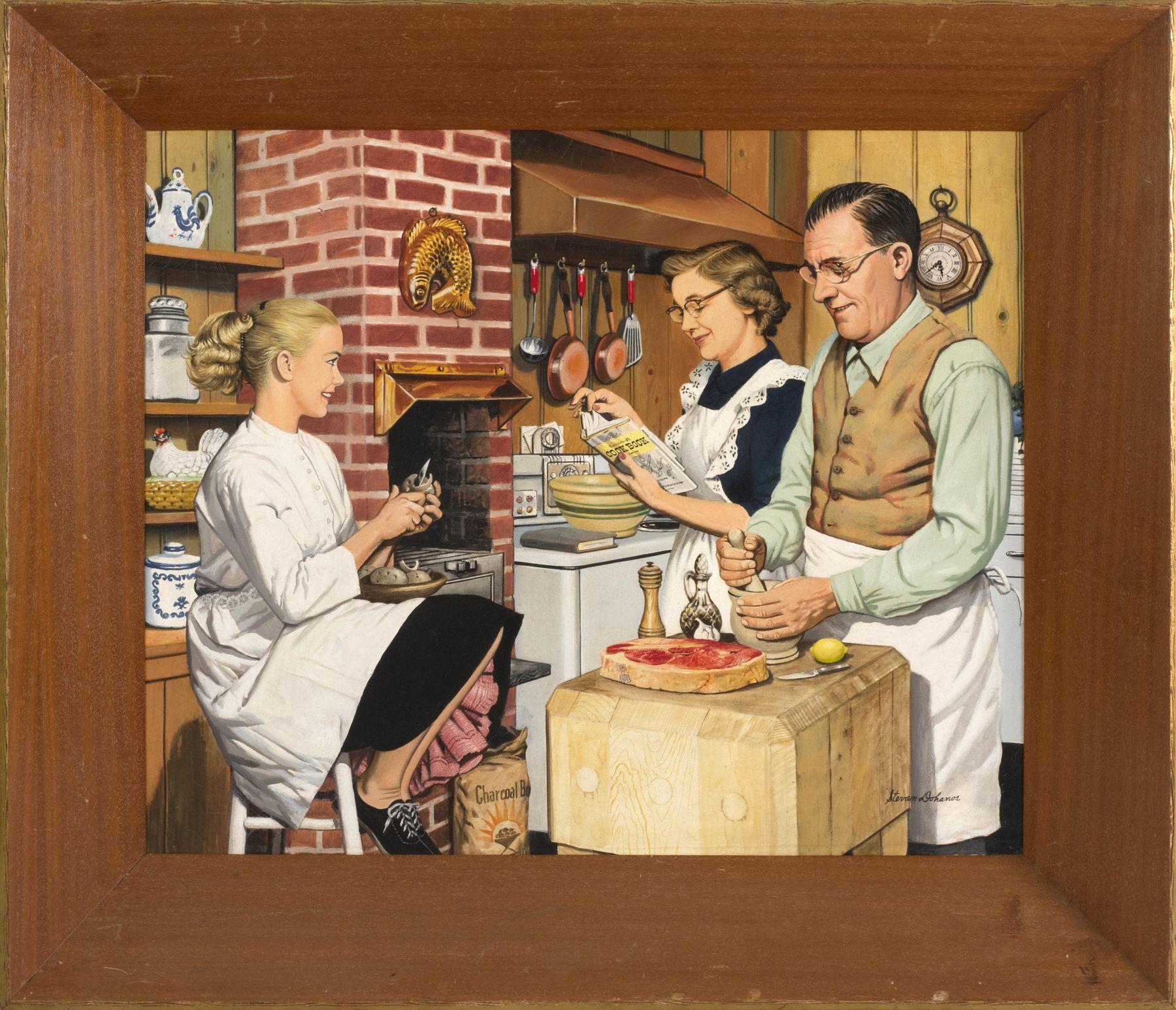 Familienessen – Painting von Stevan Dohanos