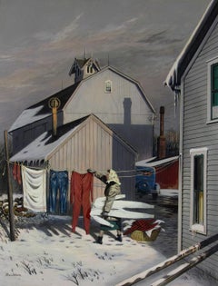 Frozen Laundry, Original Cover Illustration for The Saturday Evening Post