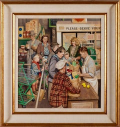 Grocery Line, Saturday Evening Post-Cover, 1948