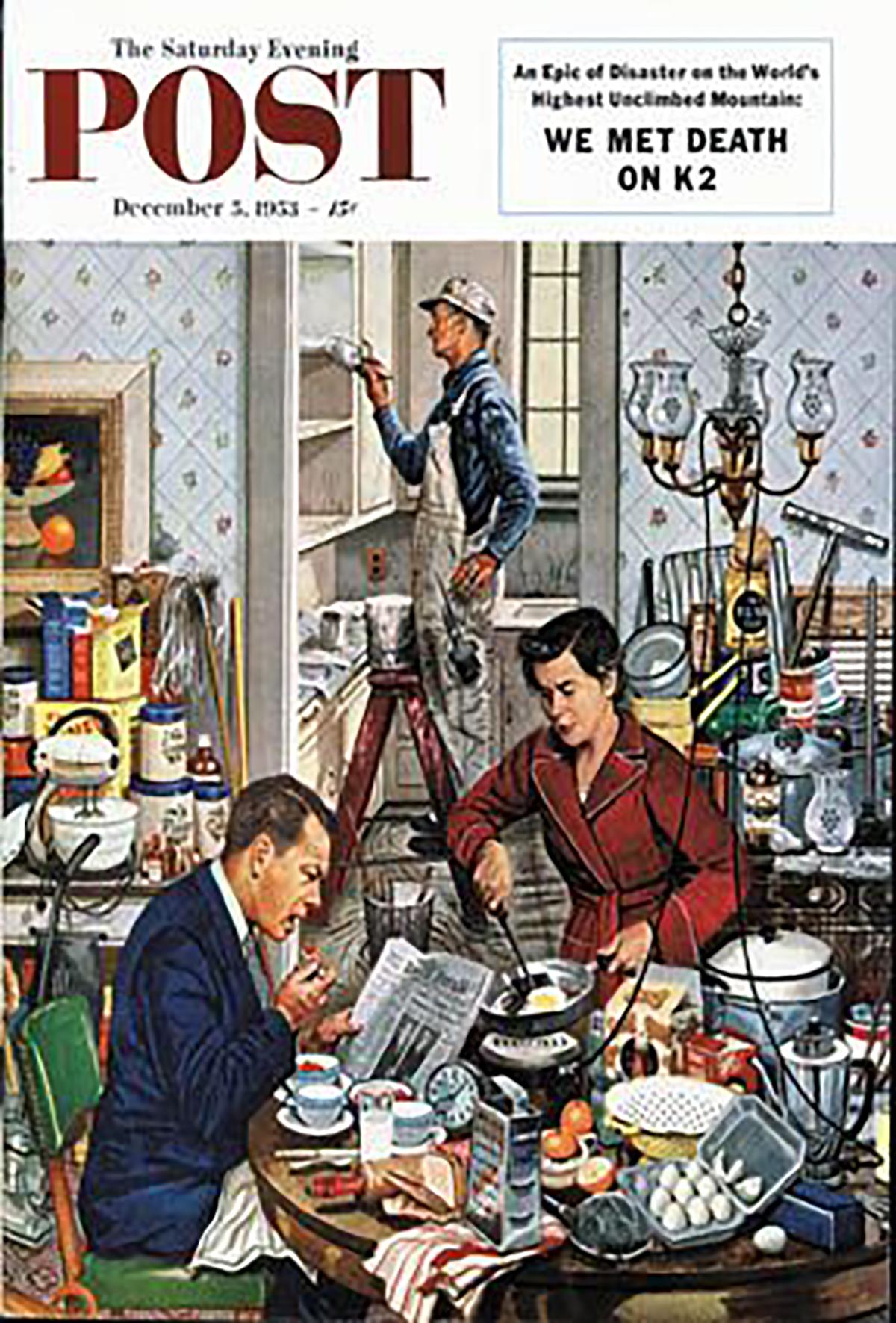Home Improvement, Saturday Evening Post Cover - Painting by Stevan Dohanos