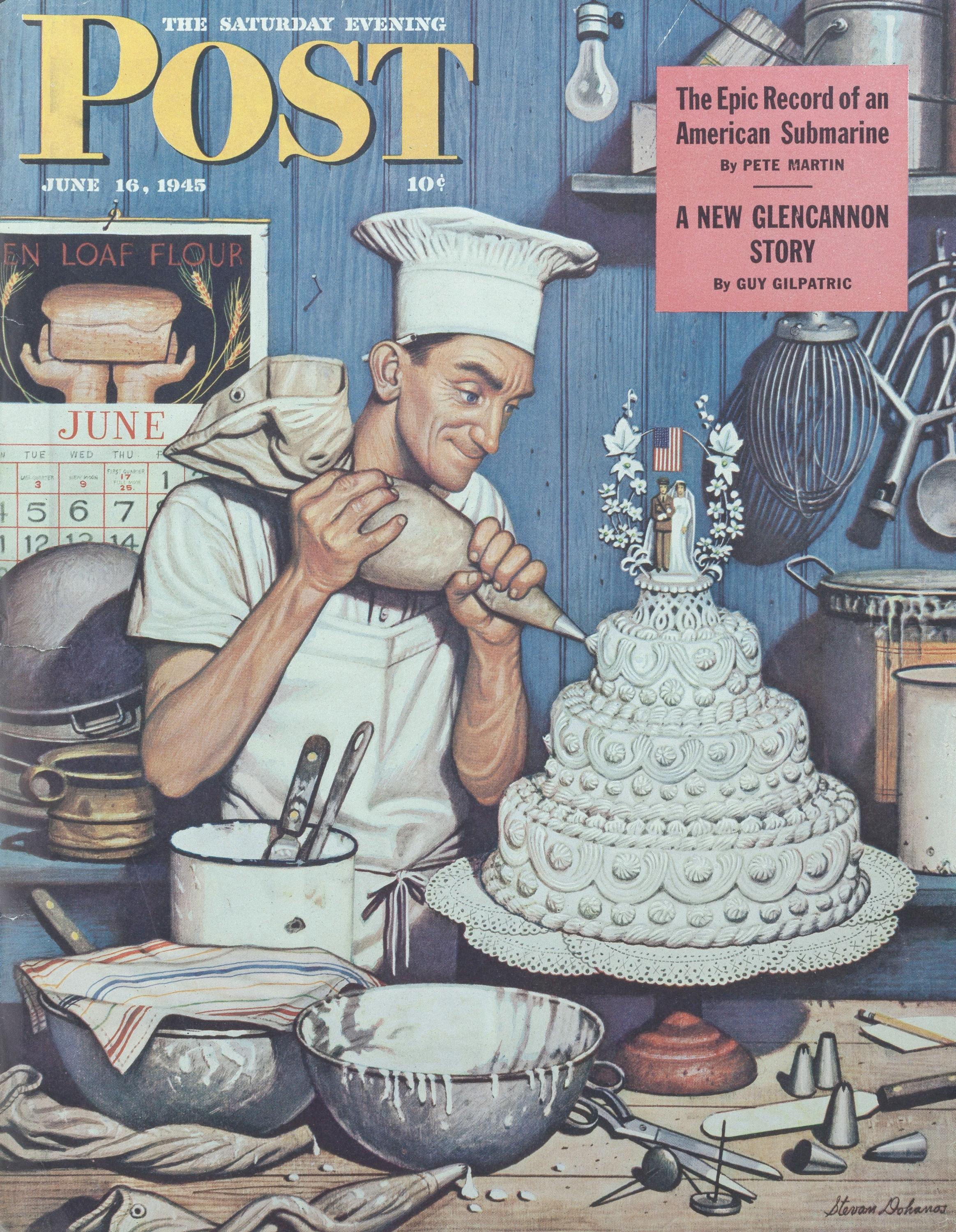 Icing the Cake, Cover of The Saturday Evening Post  - Painting by Stevan Dohanos