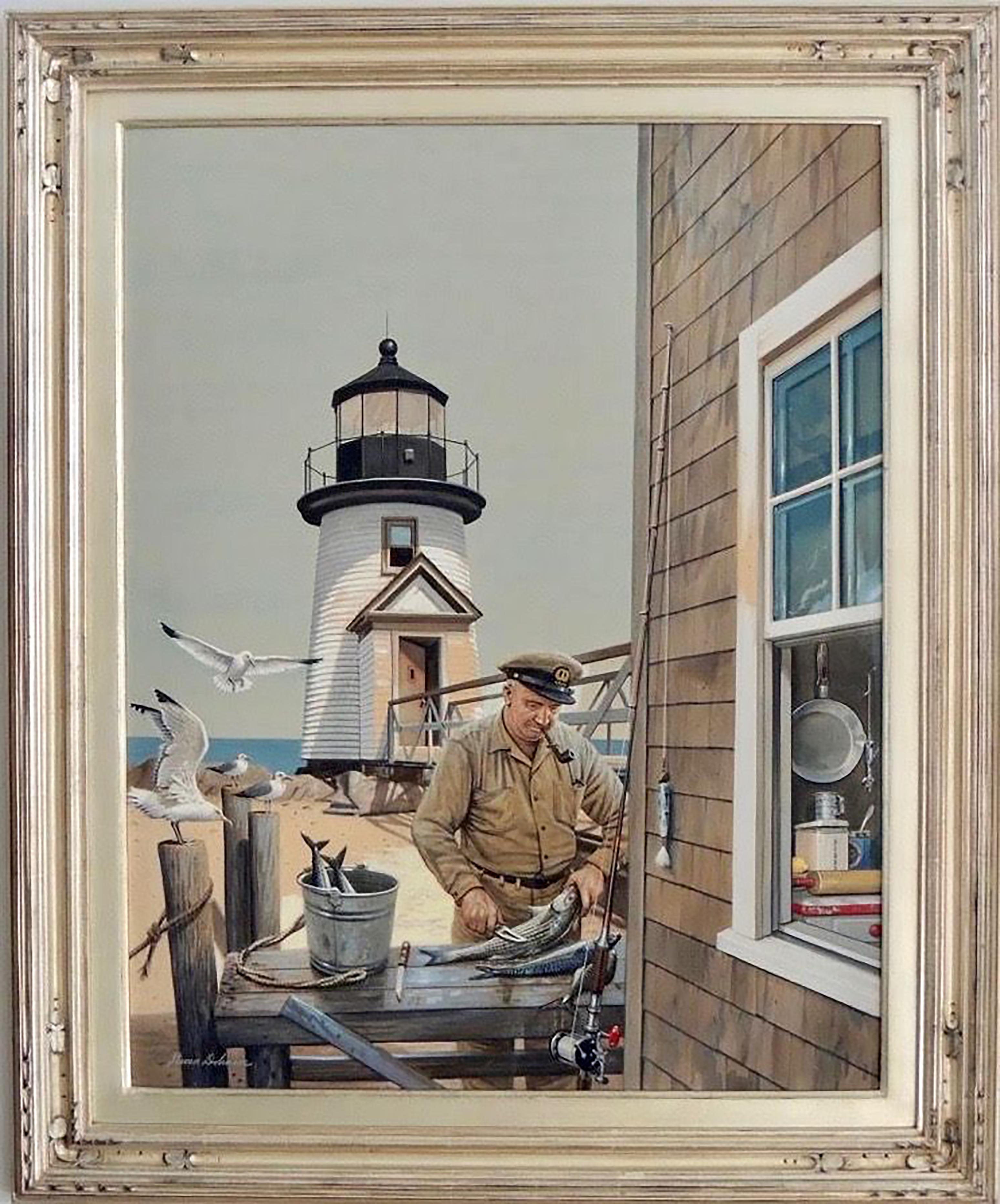 Lighthouse Keeper, Brant Point - Painting by Stevan Dohanos
