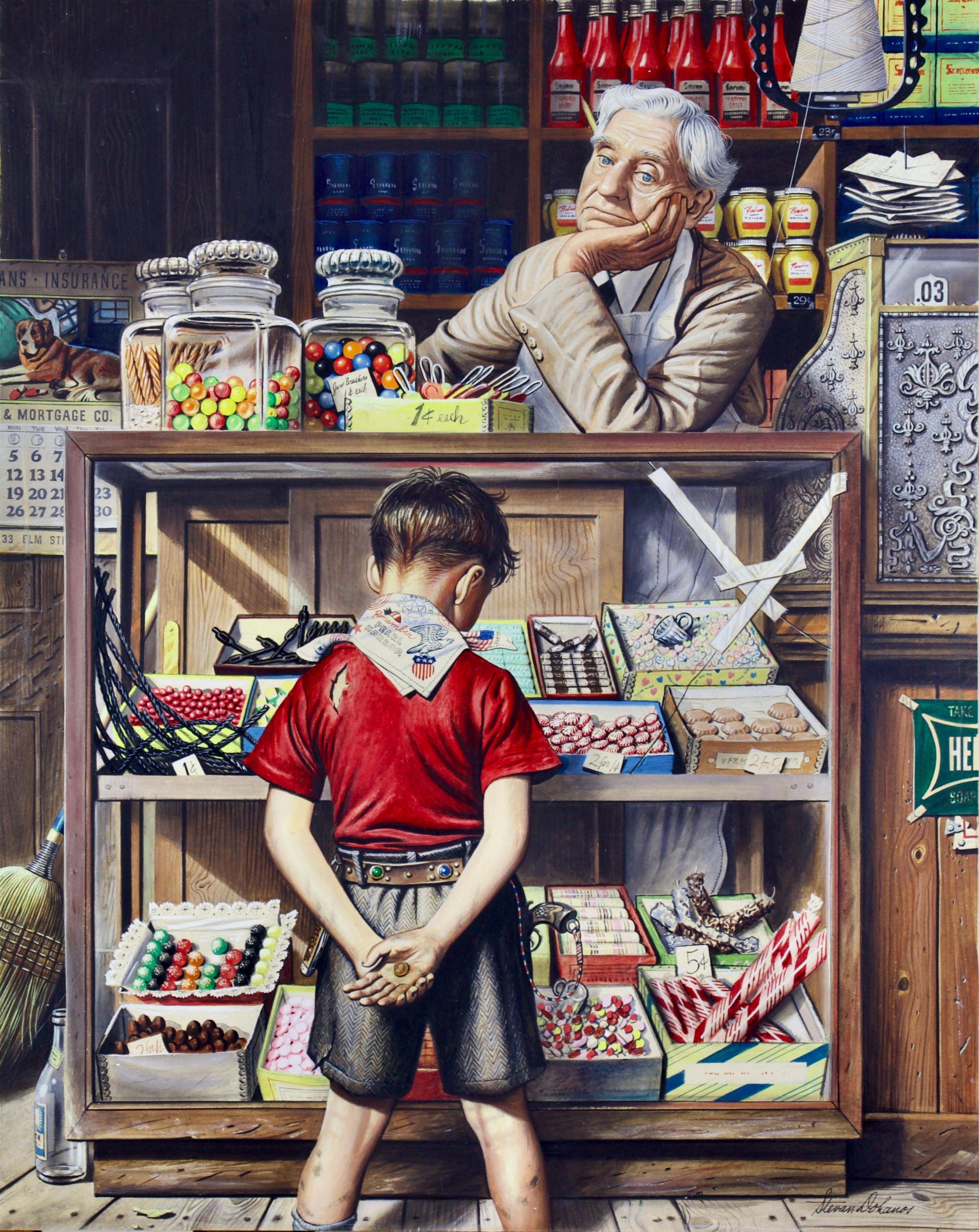 Penny Candy, The Saturday Evening Post Cover - Painting by Stevan Dohanos