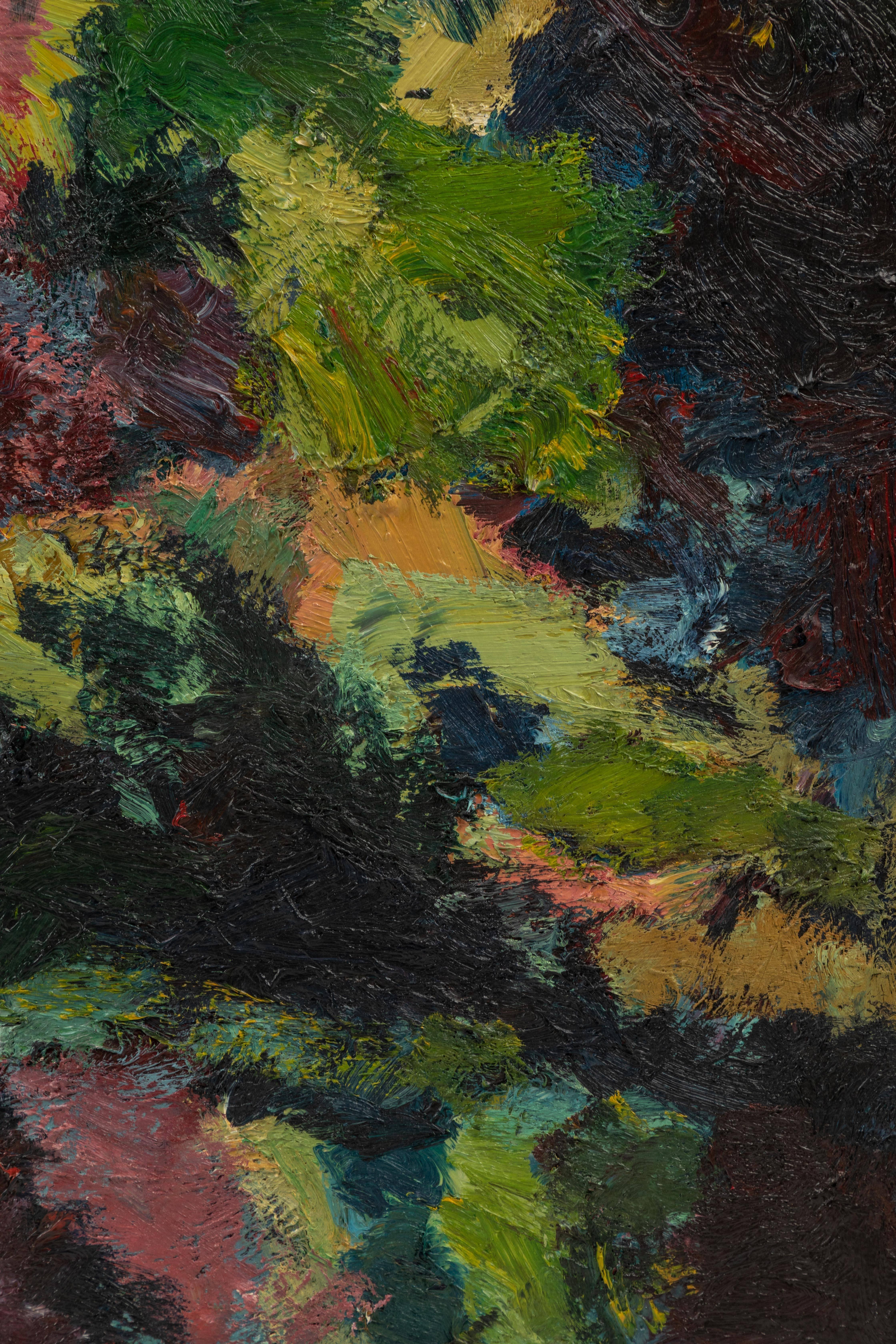 Peinture à l'huile abstraite moderne encadrée de Stevan Kissel en vente 5