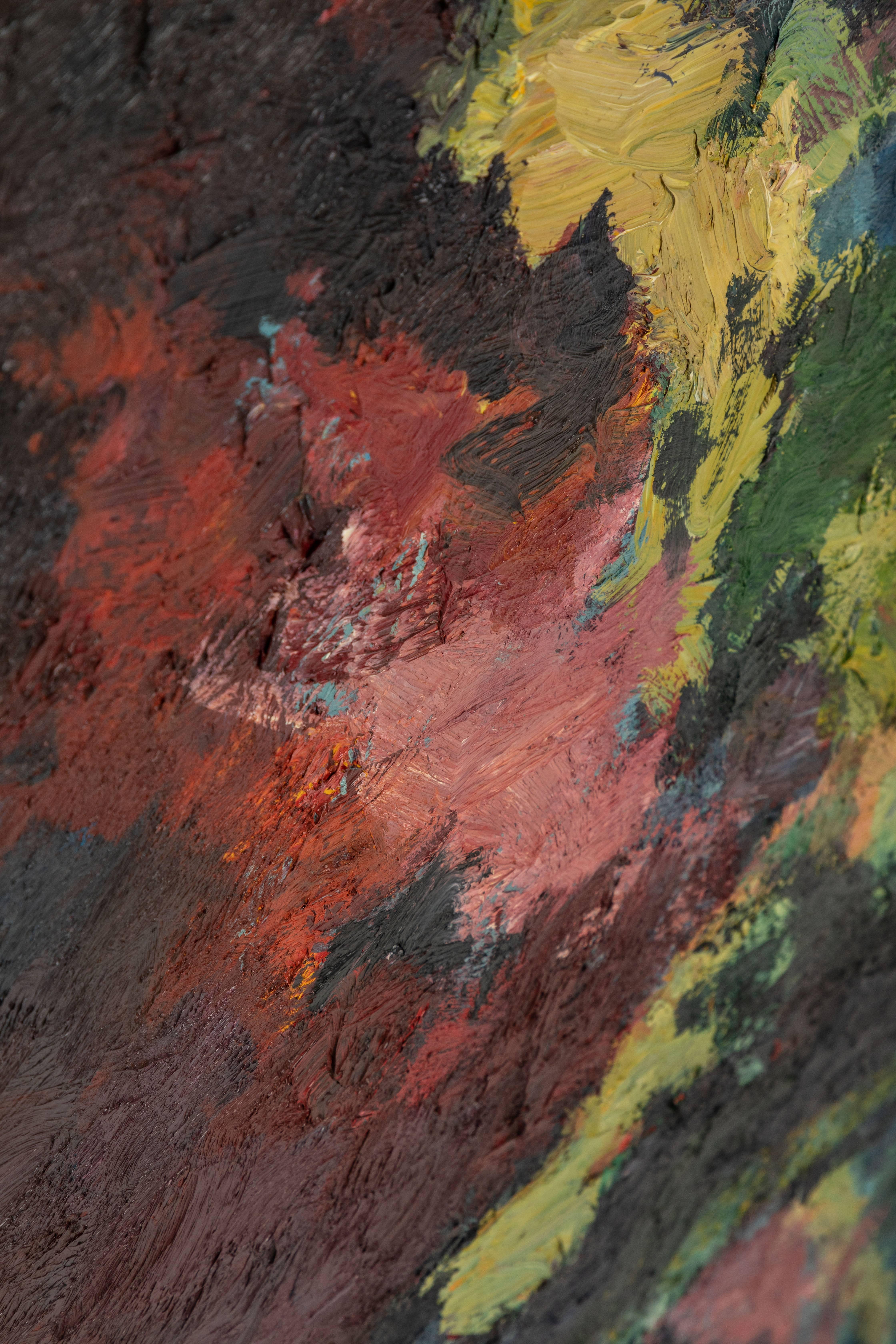 Peinture à l'huile abstraite moderne encadrée de Stevan Kissel en vente 8