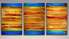 Fragmented Vibrant Sunset, Painting, Acrylic on Canvas