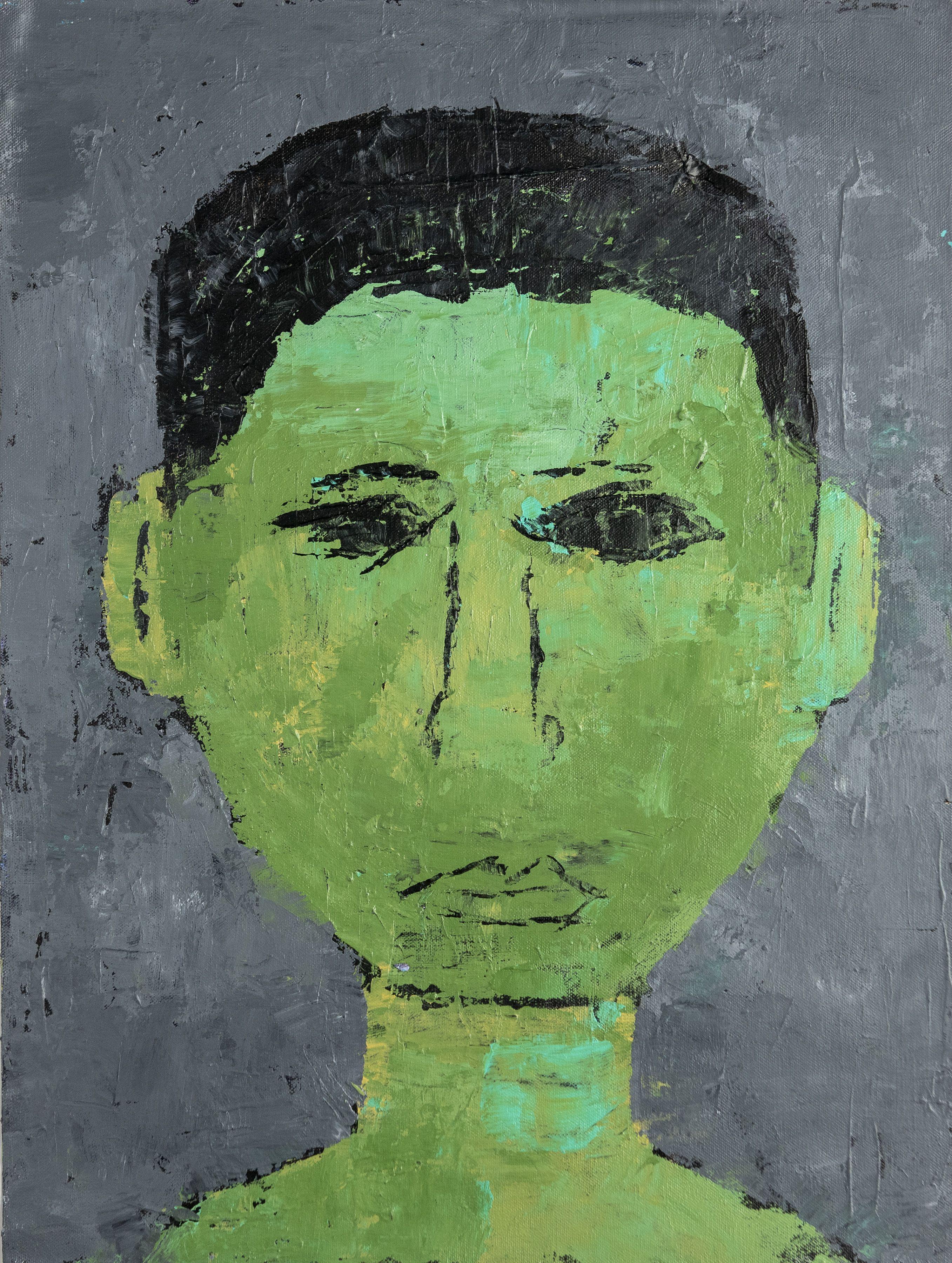 This work is part of a series of portraits of friends/strangers painted after an extended stay in Morocco.  The work is typical of the artist's expressionist style and was part of the show he was working on when he died. It demonstrates the