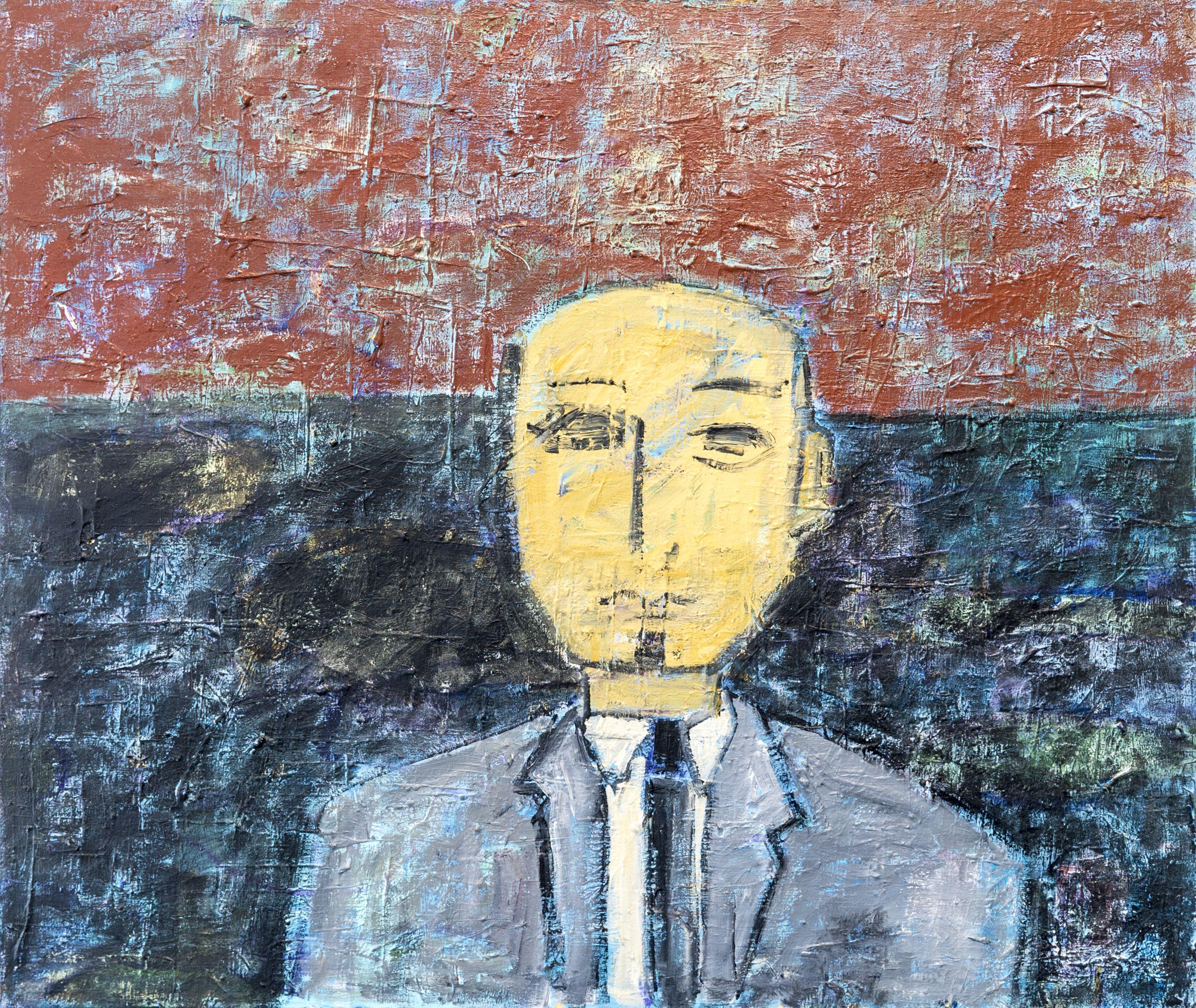 Pariser Porträts: Yannick, Malerei, Acryl auf Leinwand – Painting von Steve Alderton