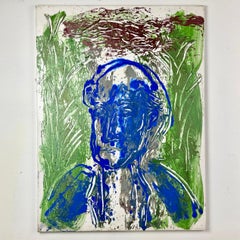 Leuchtend lebhaftes Porträtgemälde „Lyrical Expressionist“ auf Leinwand von Steve Balkin