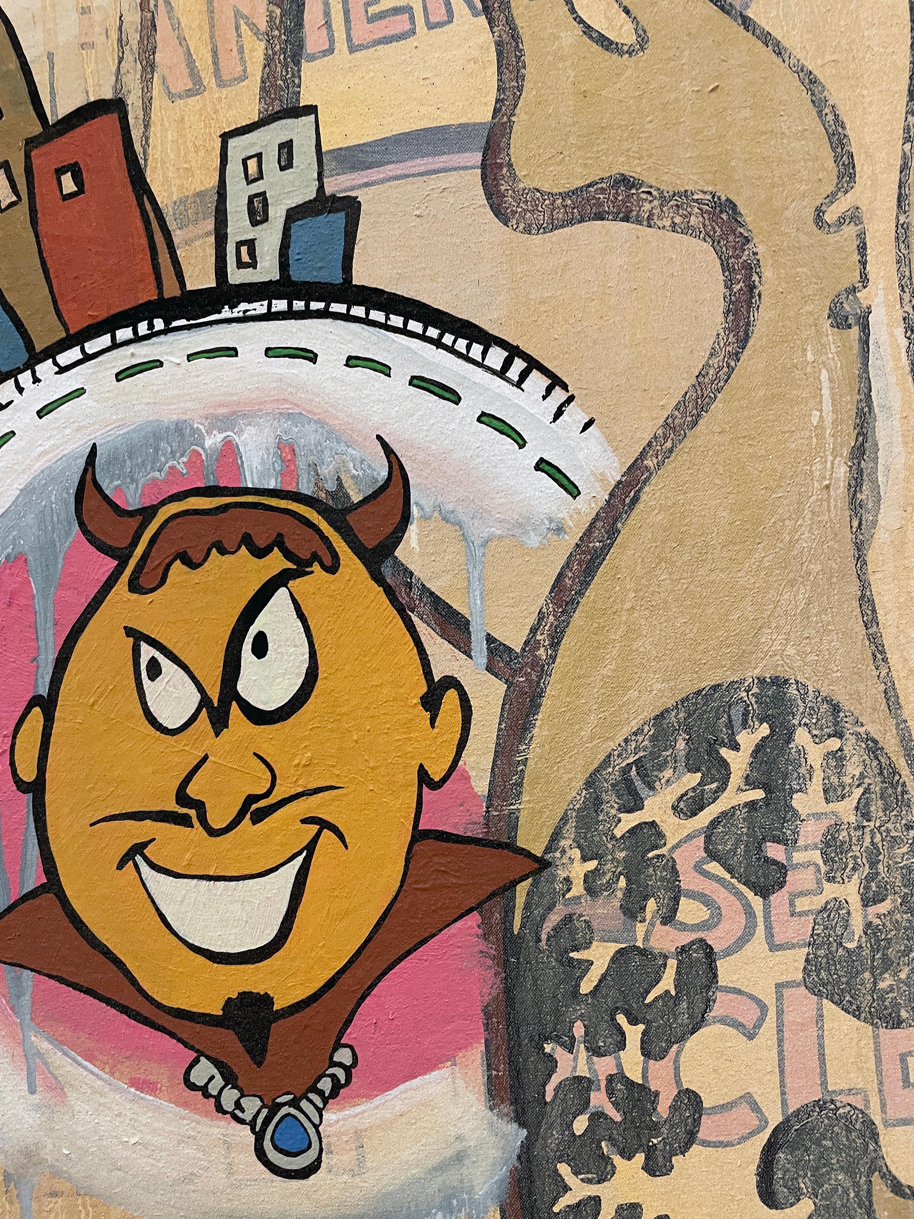 Relative Location (Redux), Large Scale, Brightly Colored Pop Art, Mixed Media For Sale 4