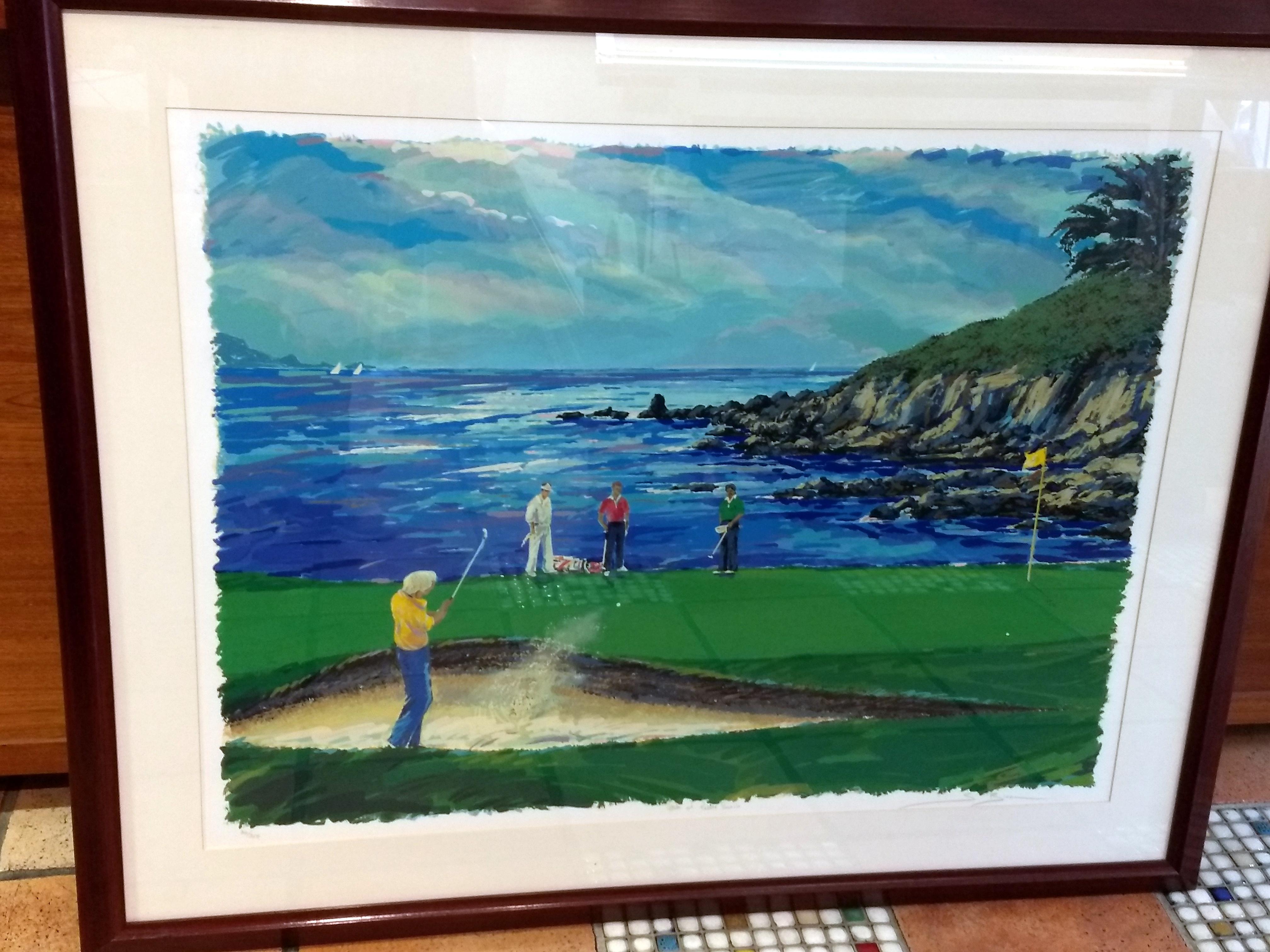 Papier Sérigraphie signée du jeu de golf 18th at Pebble Beach de Steve Bloom en vente