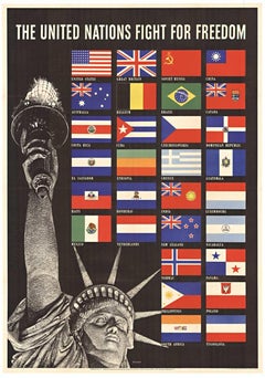 Original "The United Nations Fight For Freedom" vintage poster |  1942 | WWII