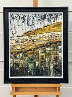 Abstraktes Landschaftsgemälde eines britischen Künstlers - stark strukturierte Steinbruchreste