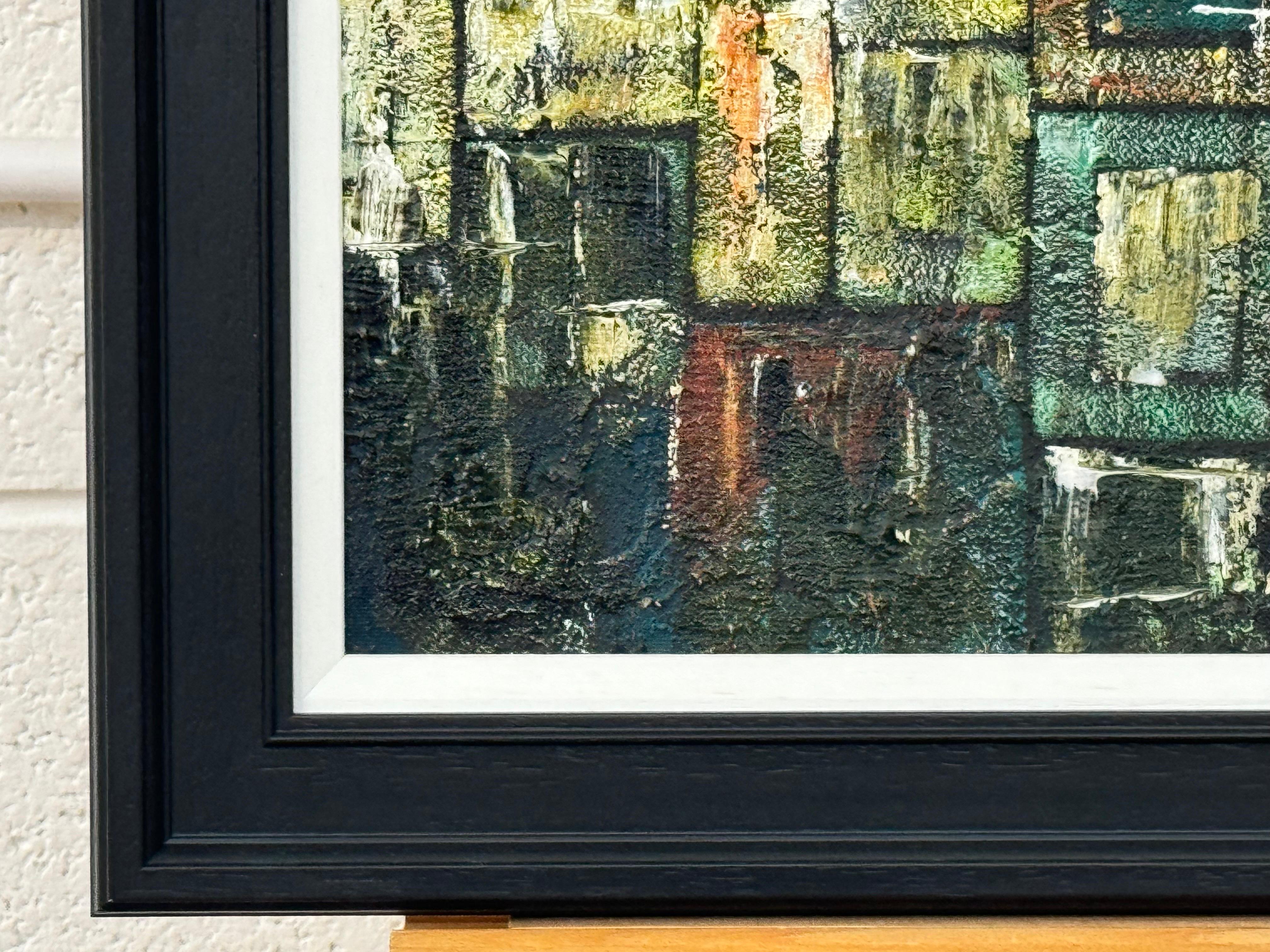 Abstraktes Landschaftsgemälde eines britischen Künstlers - stark strukturierte Steinbruchreste (Schwarz), Abstract Painting, von Steve Capper
