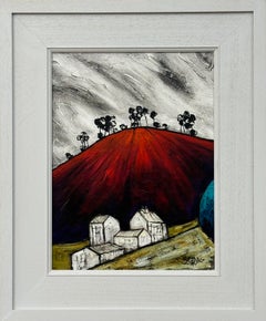 Pittura astratta di paesaggio intitolata Big Hill di un artista britannico fauvista