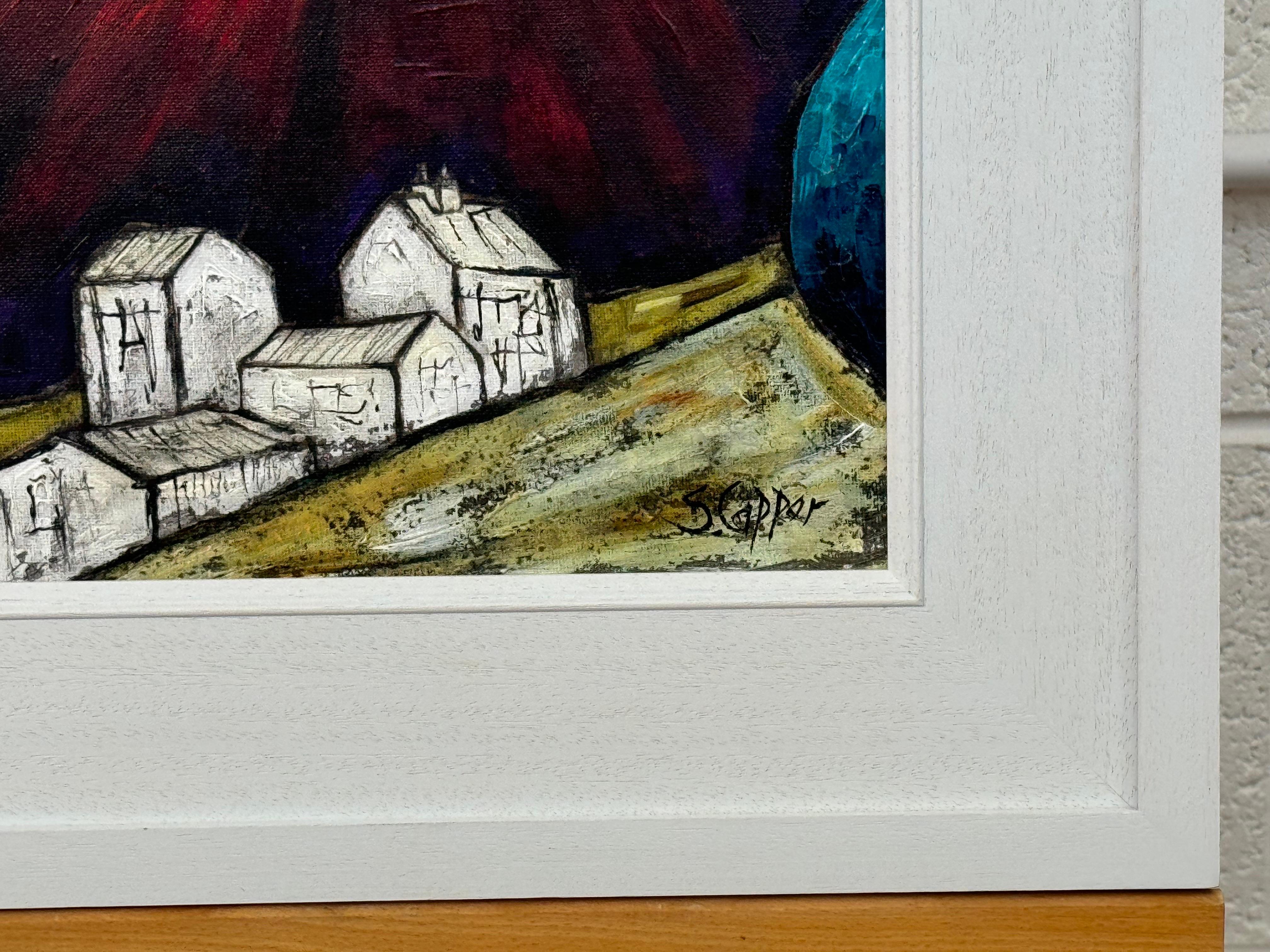 Pintura abstracta de paisaje titulada Big Hill del artista fauvista británico - Abstract Painting Gris de Steve Capper