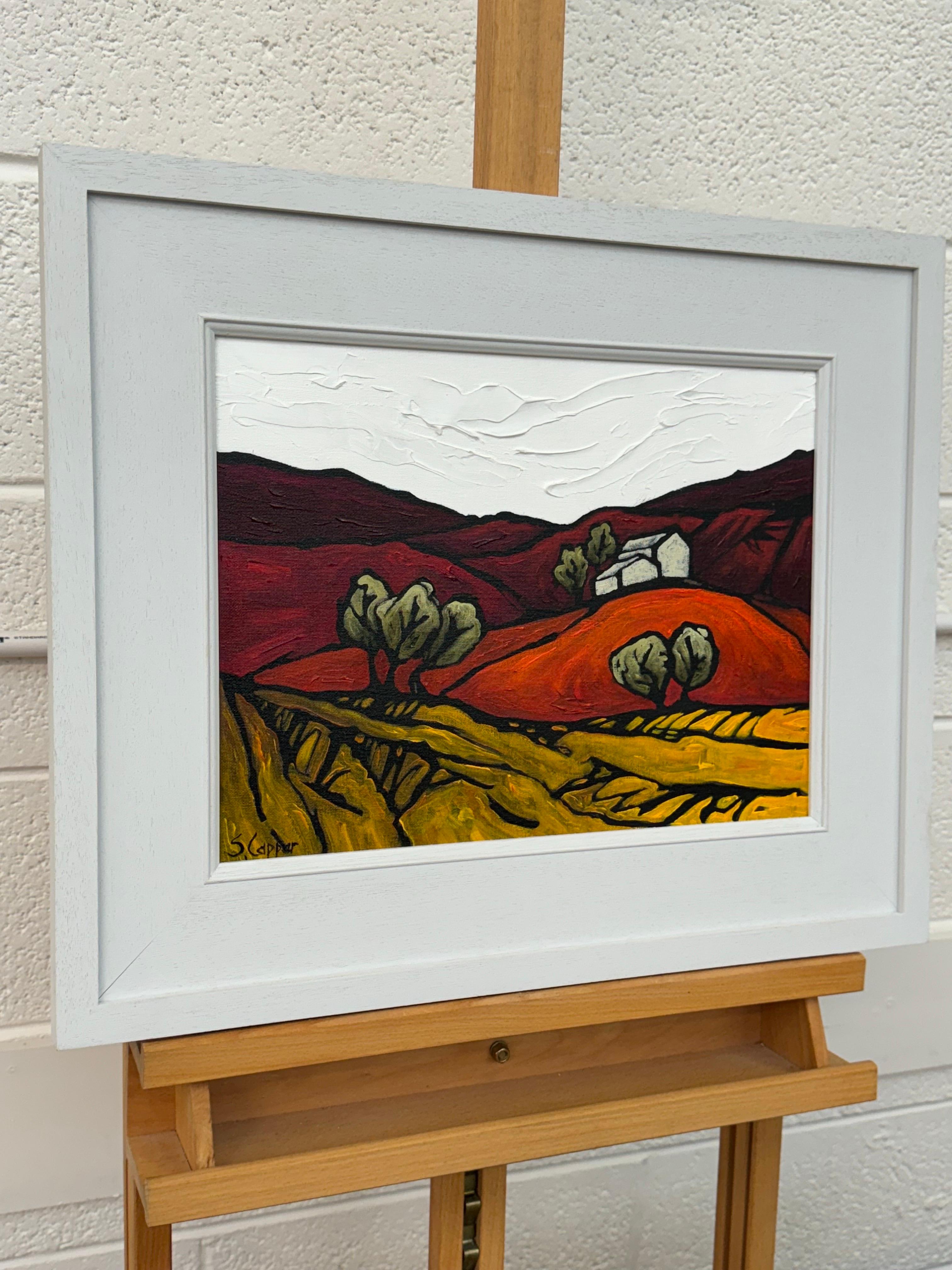 Pittura astratta di paesaggio intitolata Broken Ground (Terreno rotto) di un artista britannico fauvista - Painting di Steve Capper