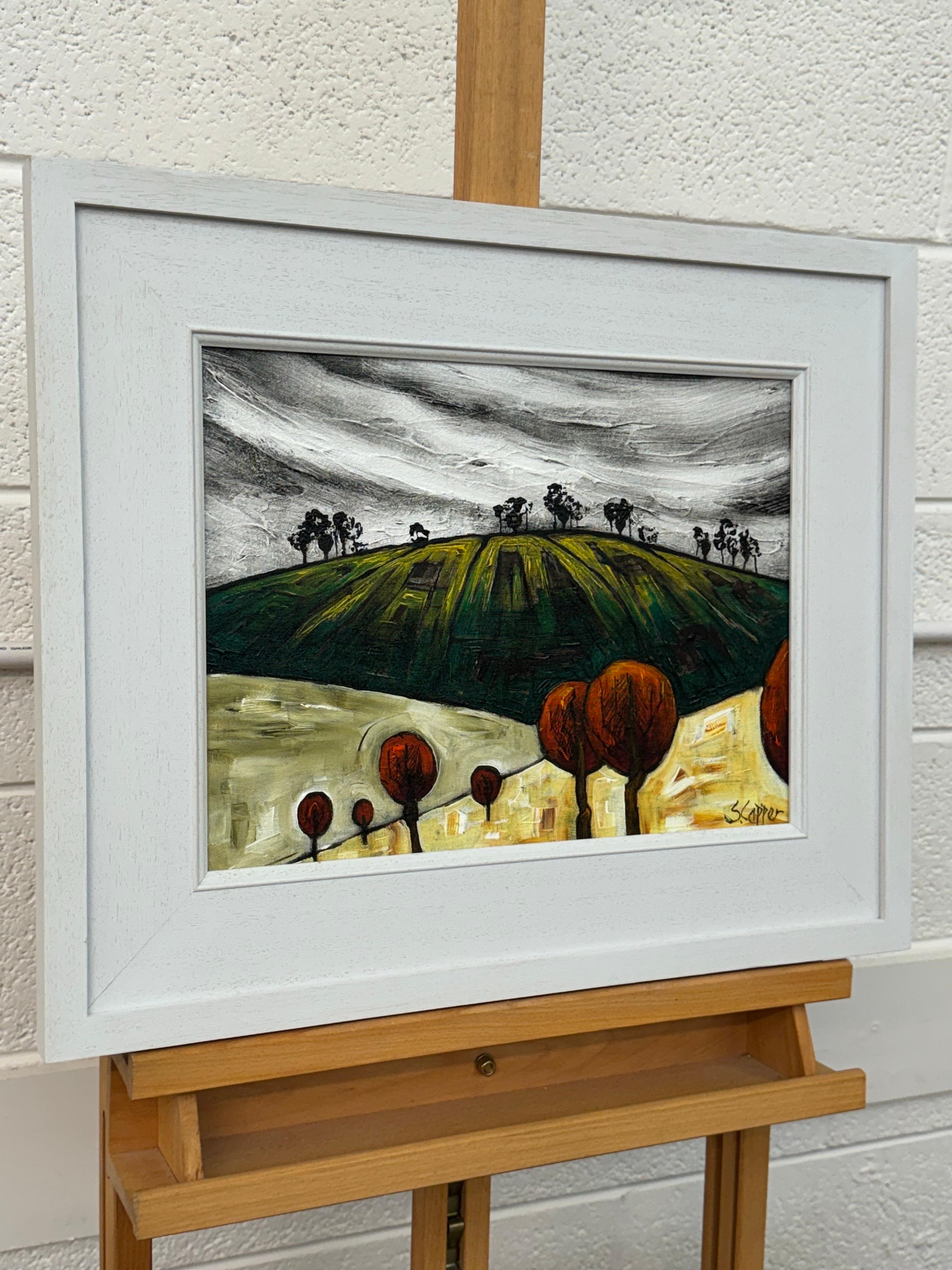Pintura abstracta de paisaje titulada Rising Ground del artista fauvista británico - Painting de Steve Capper