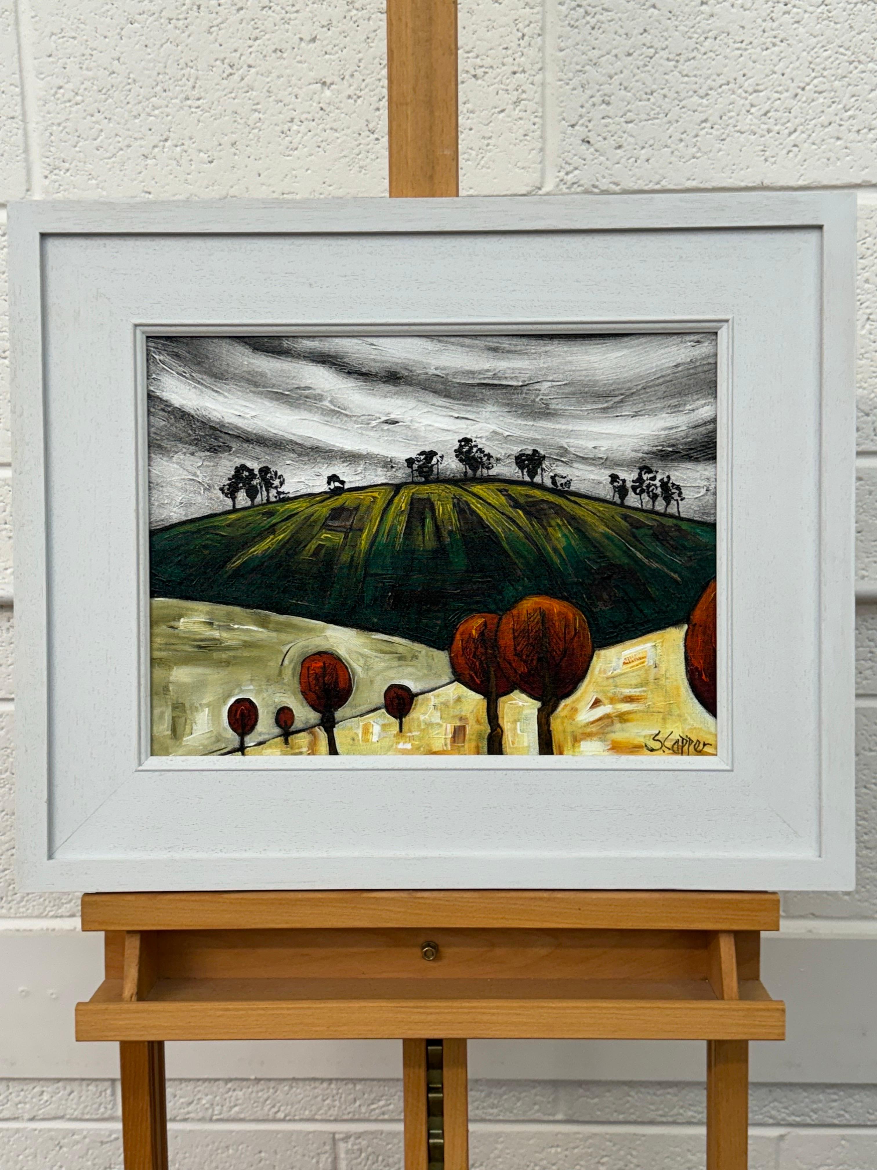 Pintura abstracta de paisaje titulada Rising Ground del artista fauvista británico - Painting Expresionista de Steve Capper