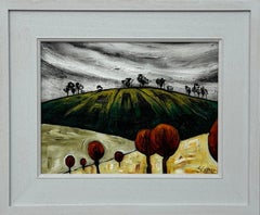 Pintura abstracta de paisaje titulada Rising Ground del artista fauvista británico