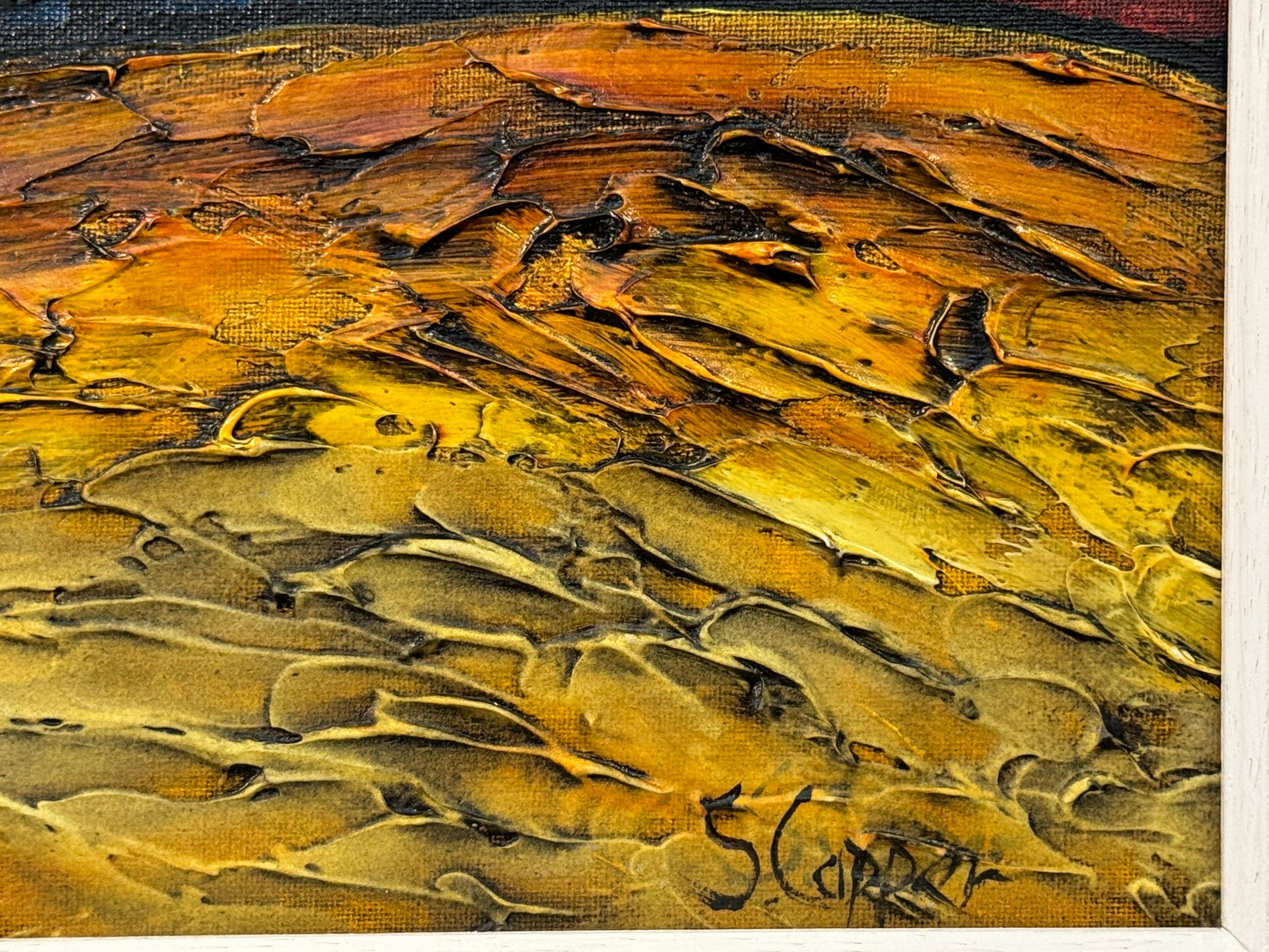 Pittura astratta colorata di paesaggio della campagna inglese, Hille del Nord in vendita 9