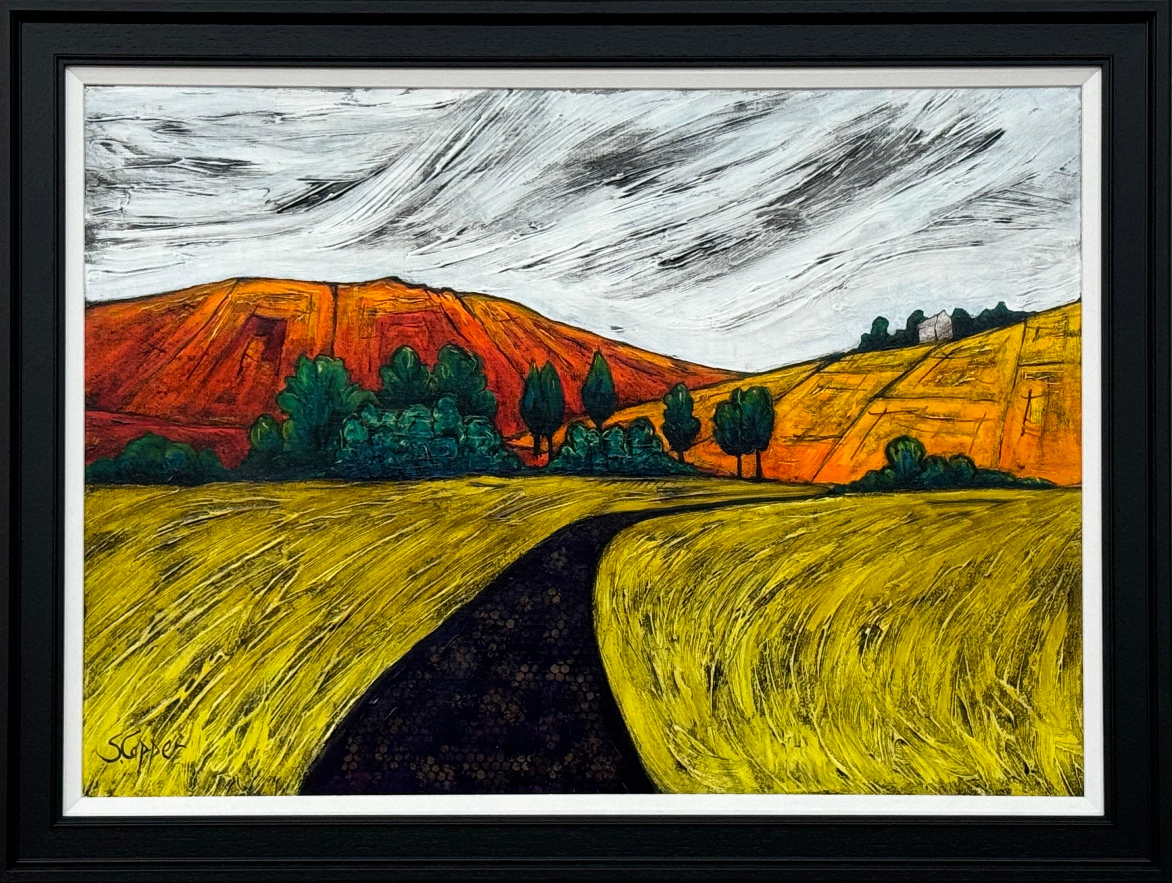 Colourful Abstract Landscape Painting of Waterworks in the English Countryside