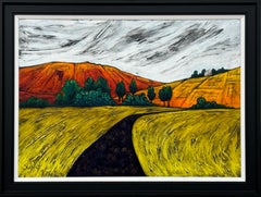 Colourful Abstract Landscape Painting of Waterworks in the English Countryside