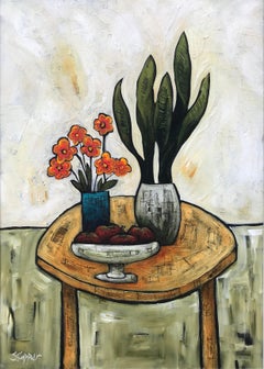 Still Life Painting Mother in Laws Tongue Plant by Cubist Fauvist British Artist
