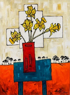 Still Life Painting of Daffodils by Cubist Fauvist inspired British Artist