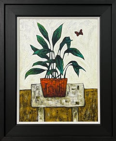 Still Life Painting of Green Plant by Cubist Fauvist inspired British Artist