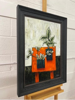 Natura morta con due piante su un tavolo arancione dell'artista fauvista britannico