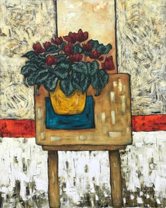 Steve Capper Still Life Painting With Cyclamen House Plant By