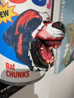 popart wall sculpture contemporary interior animal blue  black 3-D framed