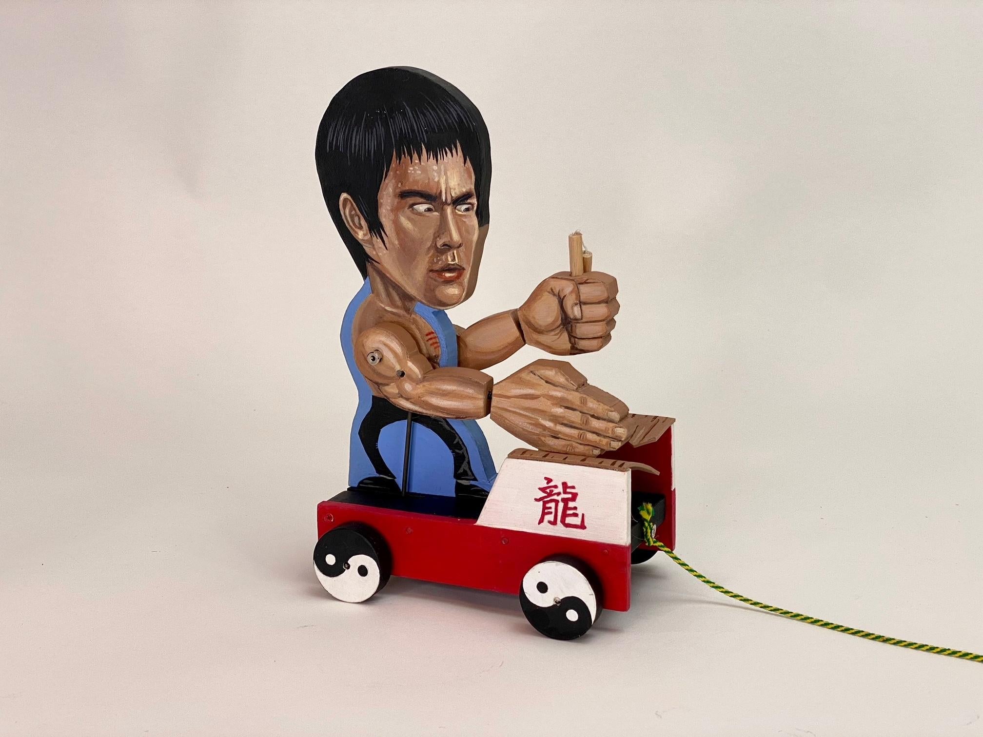 Working  - "Bruce Lee"  - Pull Toy - Mixed Media Art by Steve Casino