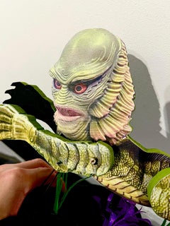 Working contemporary Pull Toy sculpture pop art hand made interior green black