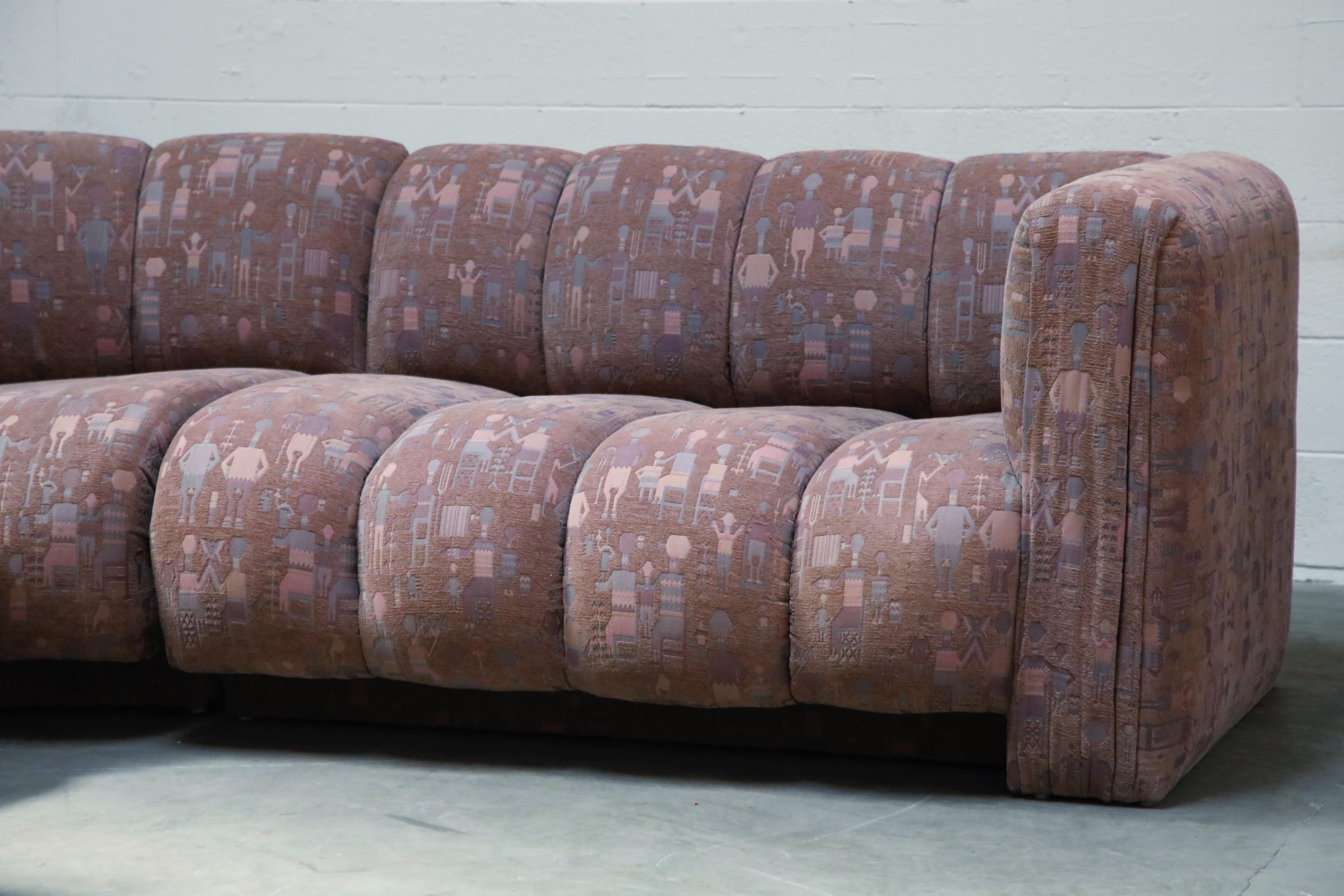 Steve Chase and Jack Lenor Larsen Illuminated Channel Tufted Sofa, Signed, 1988 In Good Condition In Los Angeles, CA