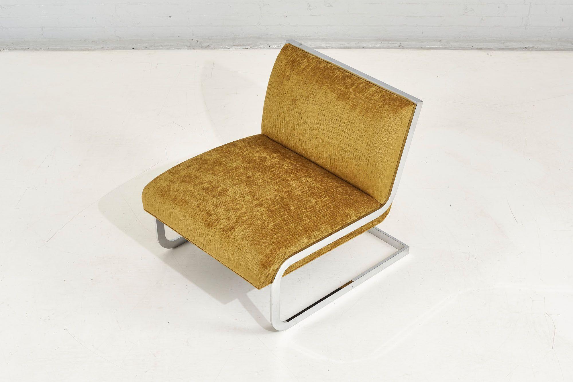 Mid-Century Modern Steve Chase Chrome and Mohair Lounge Chair, 1970