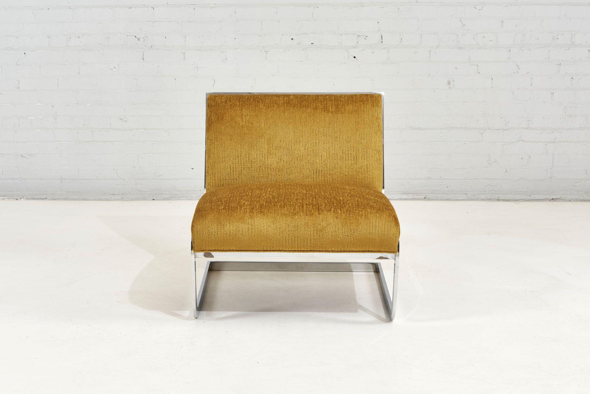 American Steve Chase Chrome and Mohair Lounge Chair, 1970