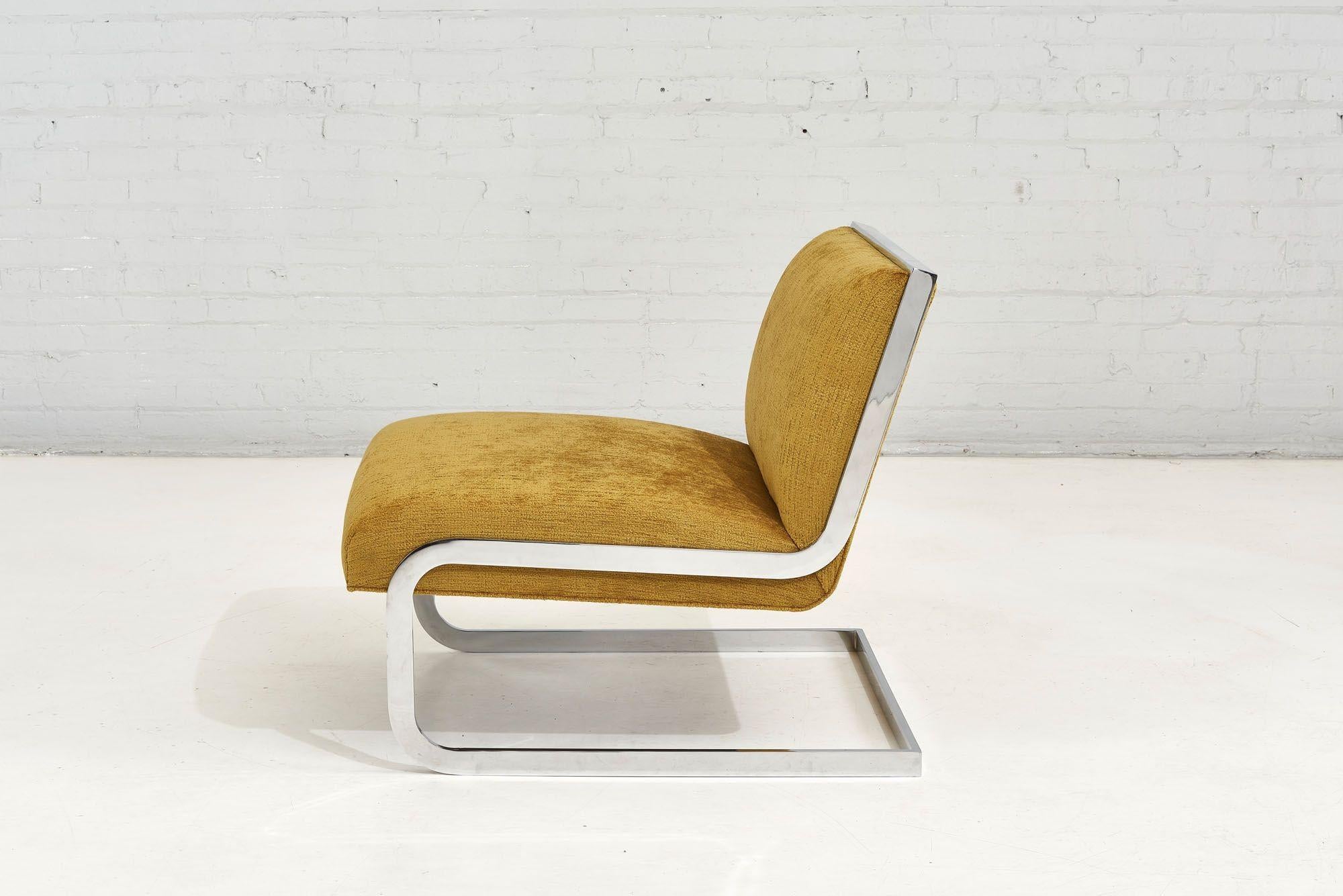 Late 20th Century Steve Chase Chrome and Mohair Lounge Chair, 1970