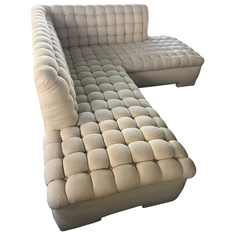 Steve Chase Custom Marshmallow Tufted L Shape Sectional Sofa Made by a