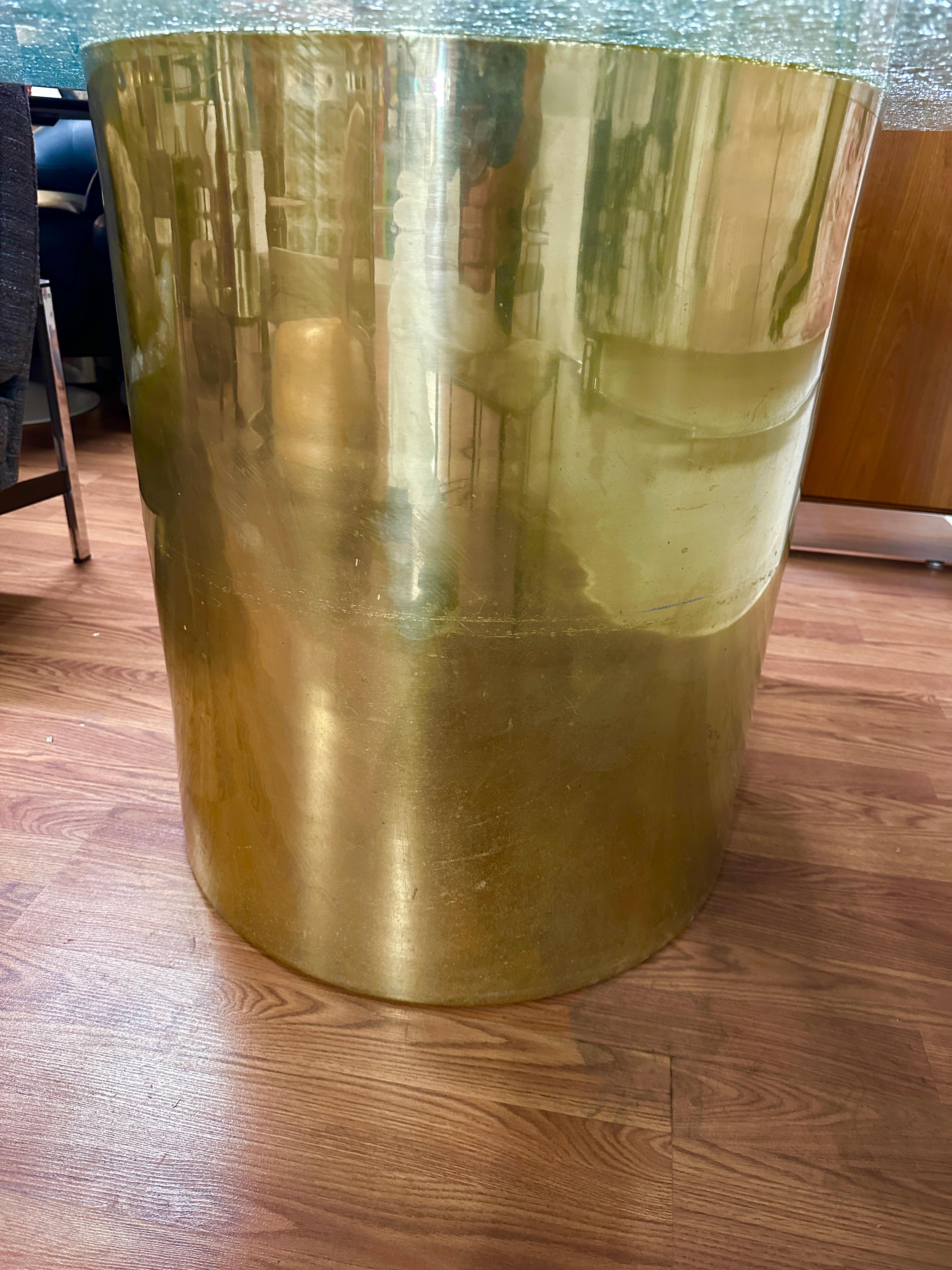 Fin du 20e siècle Table de salle à manger Steve Chase Design en verre craquelé et laiton en vente