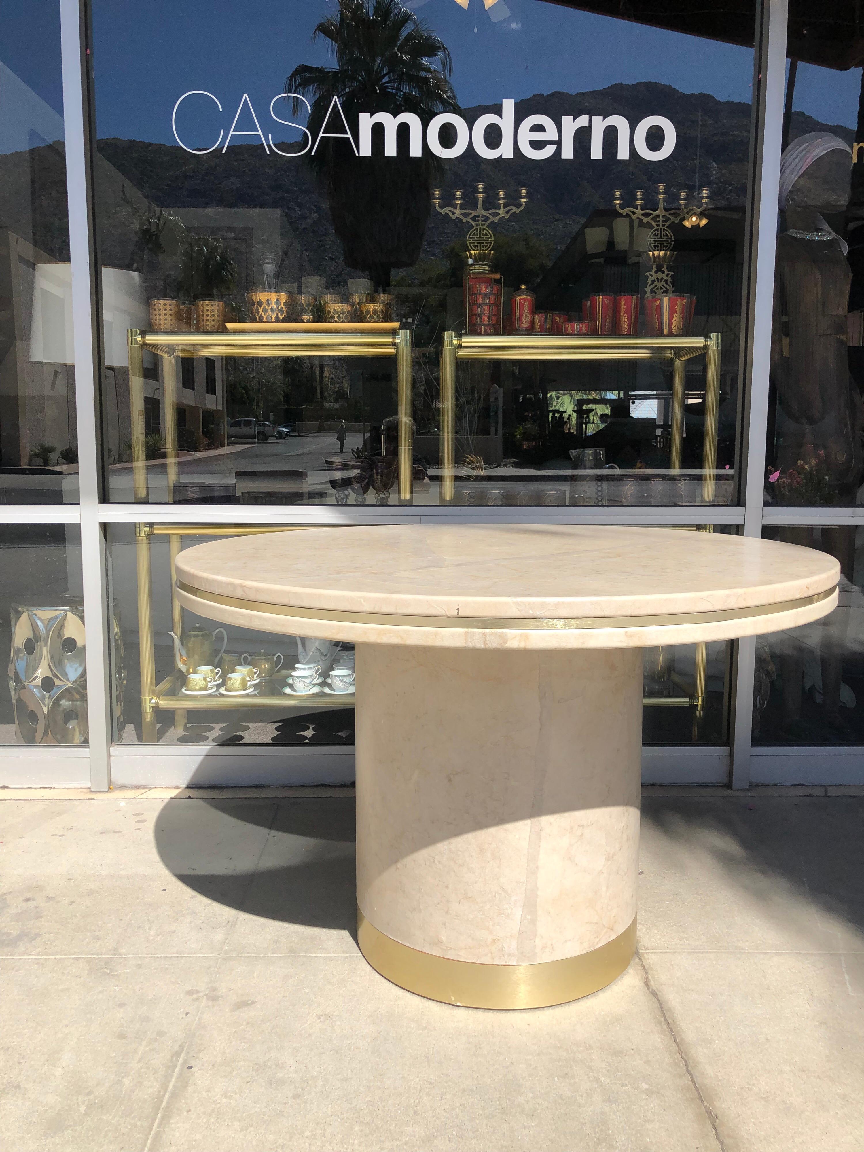 Steve Chase Designed Parchment and Brass Game or Dining Table In Good Condition In Palm Springs, CA