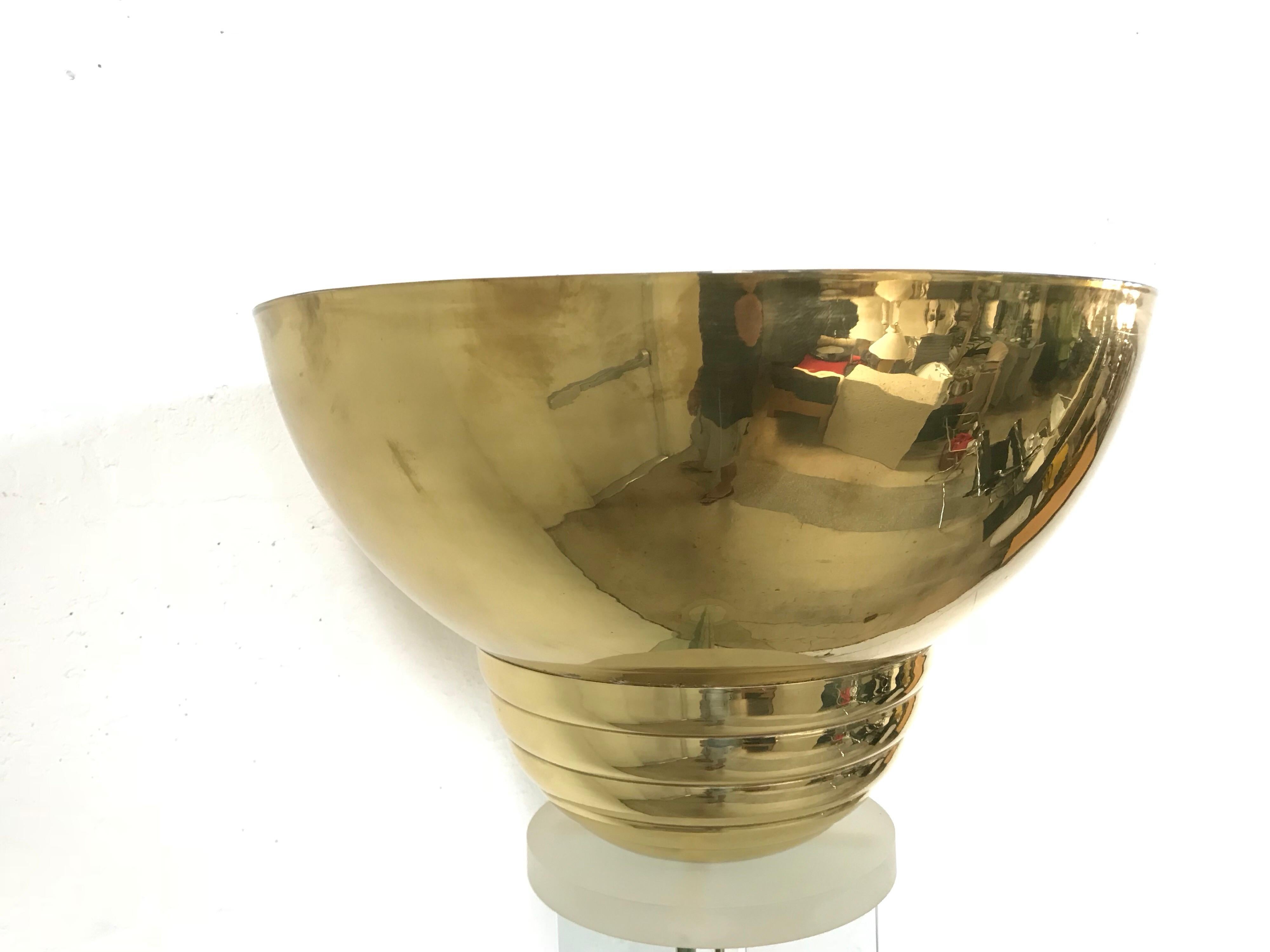 Steve Chase Glass Lucite and Brass Floor Lamp or Torchiere In Good Condition In Miami, FL